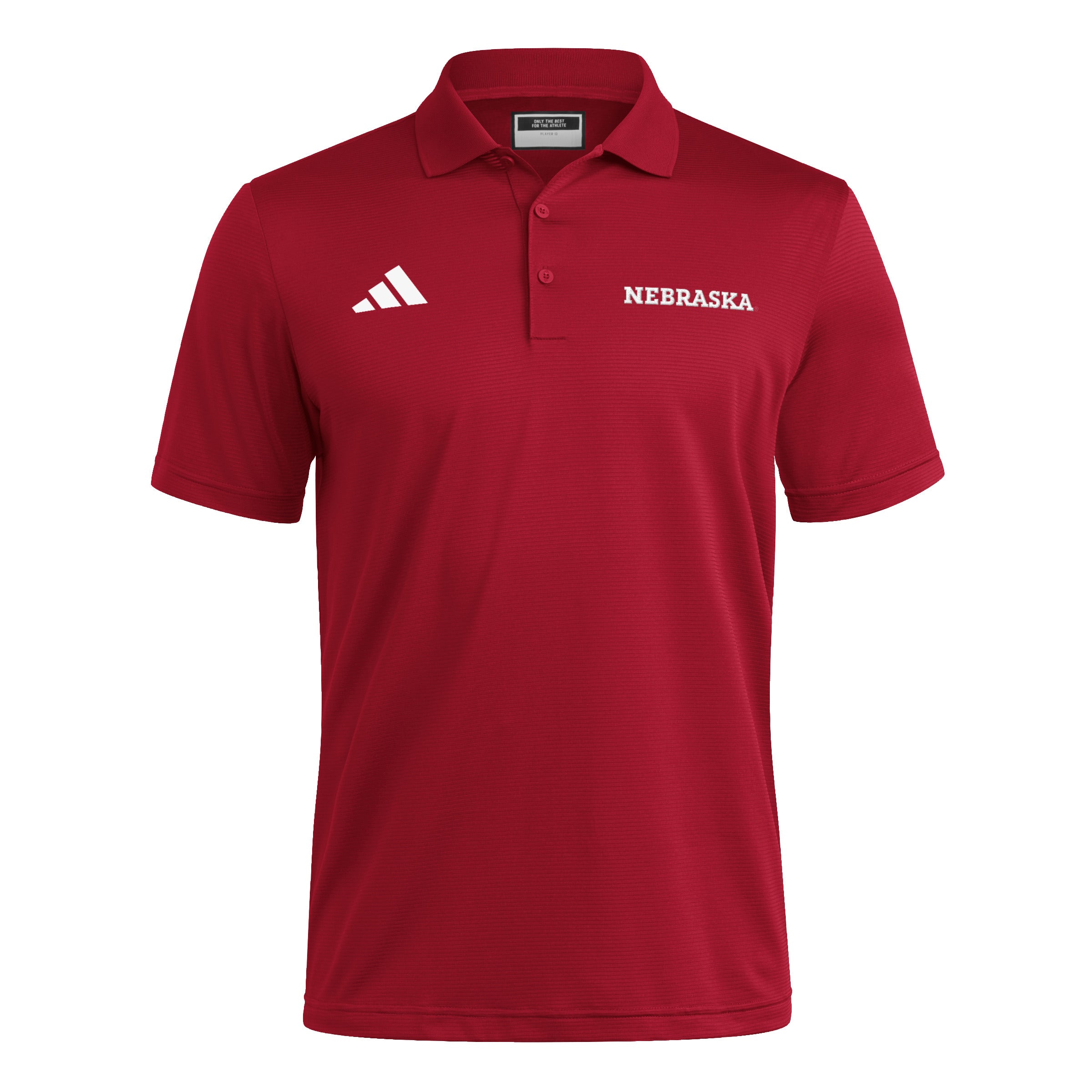 Red Adidas Nebraska Ottoman Polo - Nebraska Cornhuskers