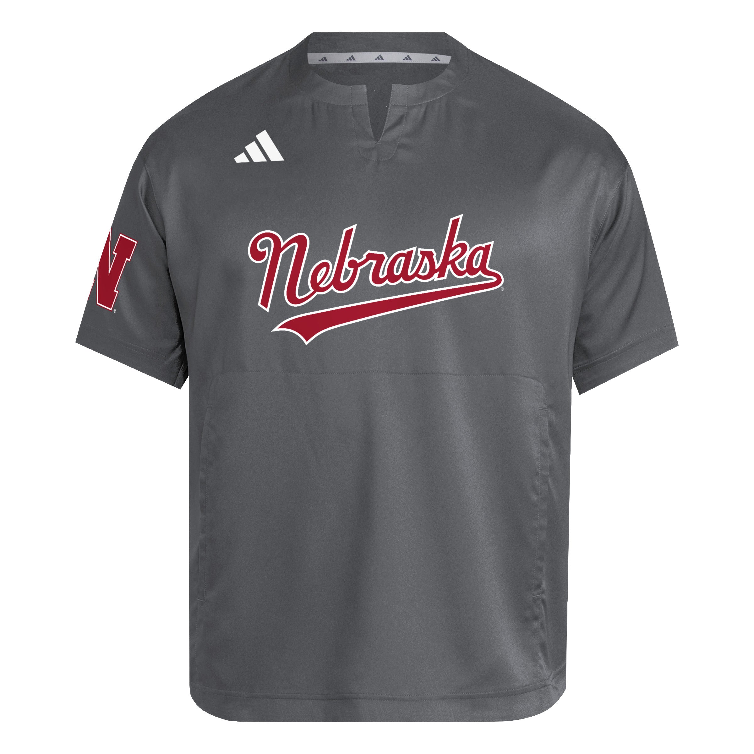 Adidas Grey Sideline Baseball Jersey - Nebraska Cornhuskers