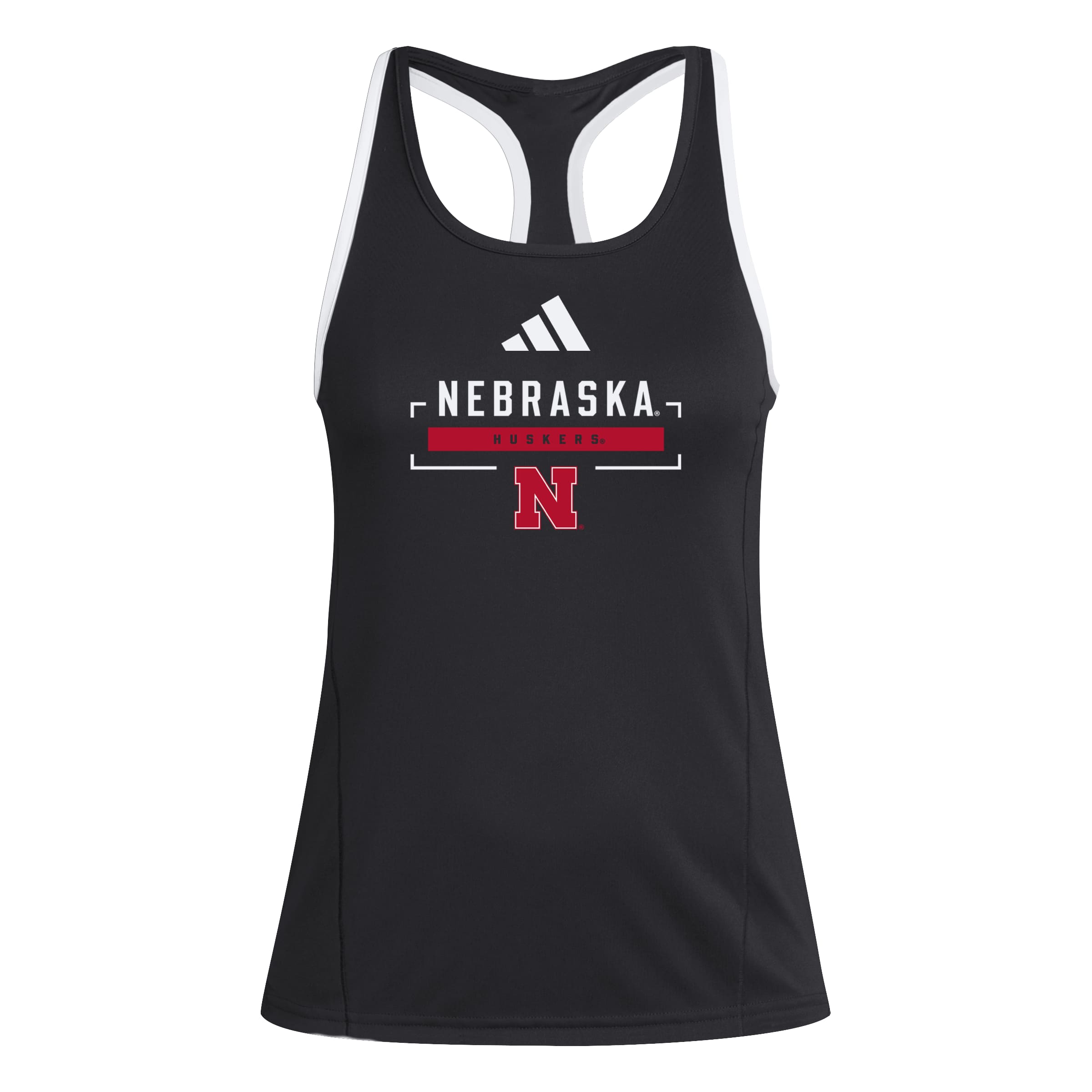Black Adidas Women's Designed for Training Tank - Nebraska Cornhuskers