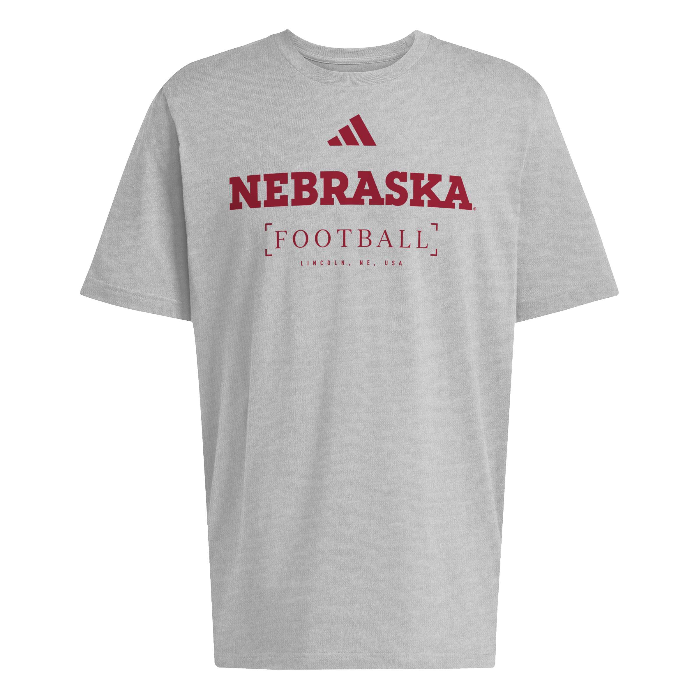 Grey Adidas Men's HOB 2026 Short Sleeve Tee - Nebraska Cornhuskers