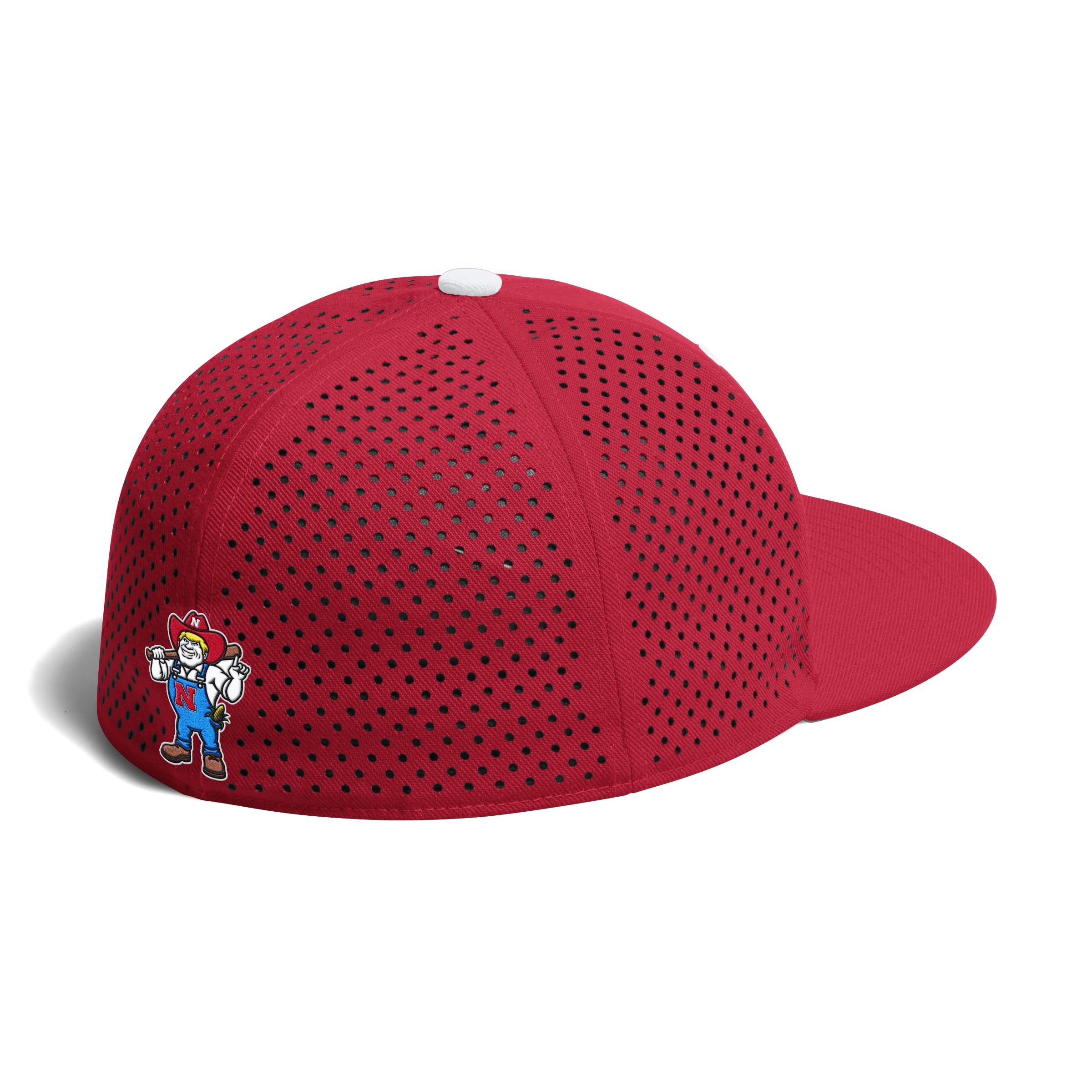 Red Adidas OF Baseball Herbie Perforated Hat - Nebraska Cornhuskers
