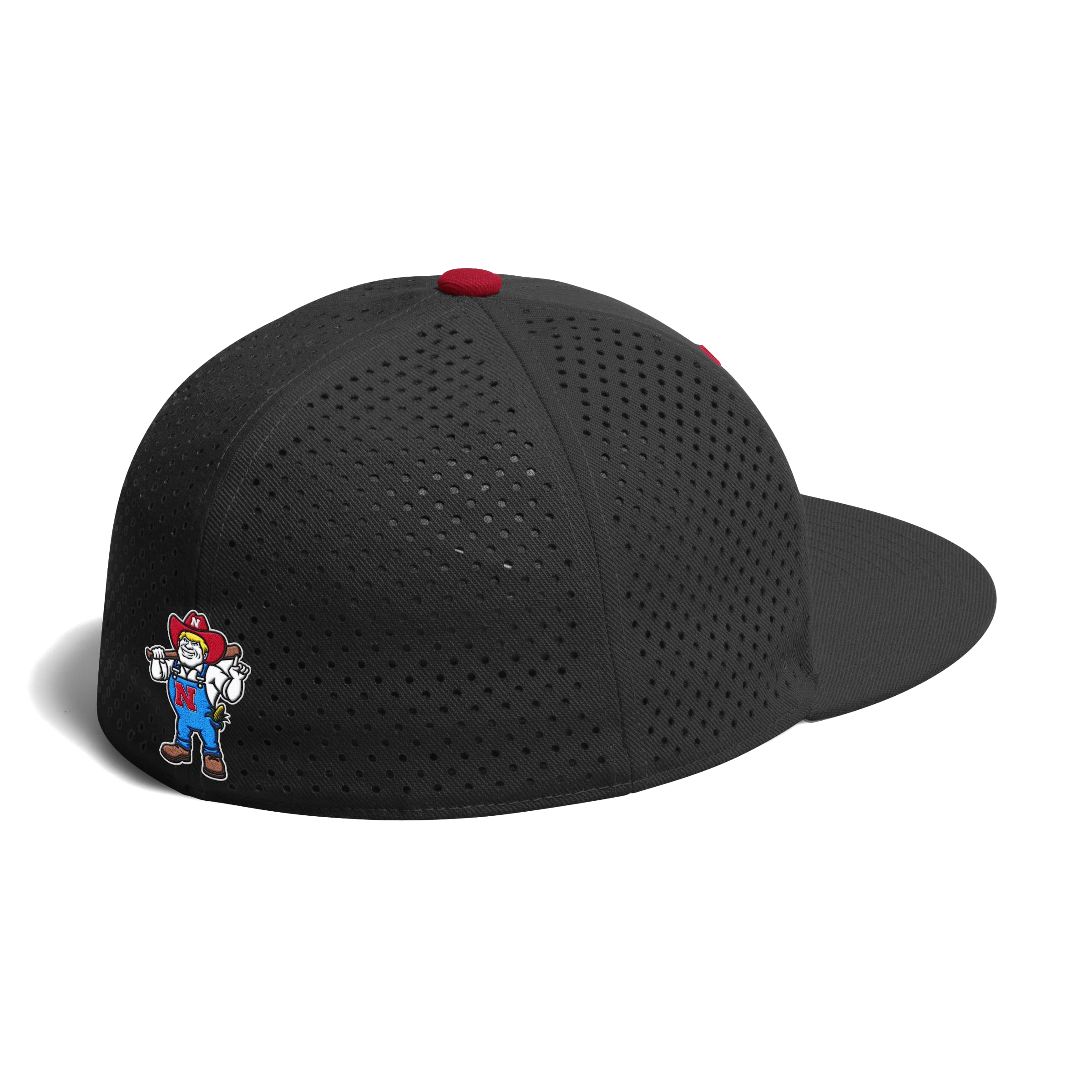 Black Adidas OF Baseball Perforated Hat - Nebraska Cornhuskers