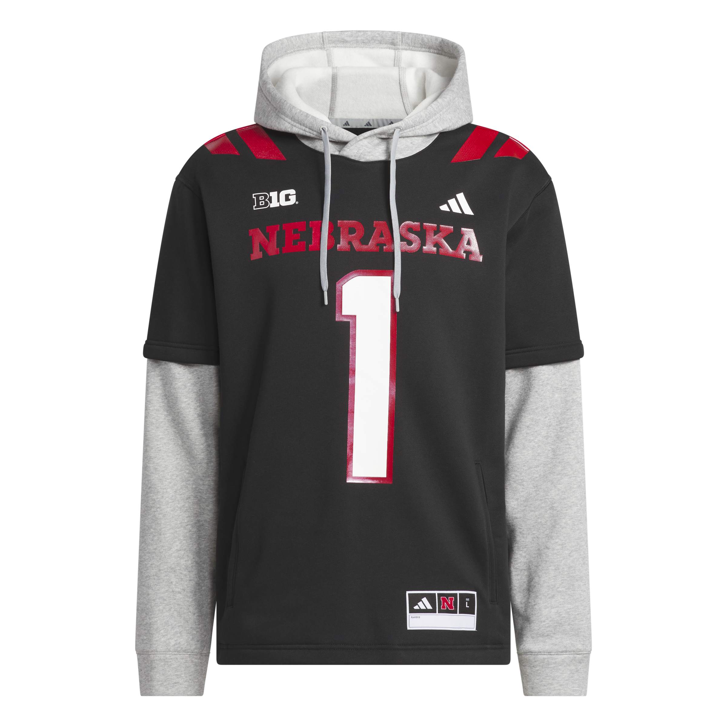 PRE-ORDER Adidas 2026 BLACKOUT Strategy Jersey Hoodie - Nebraska Cornhuskers