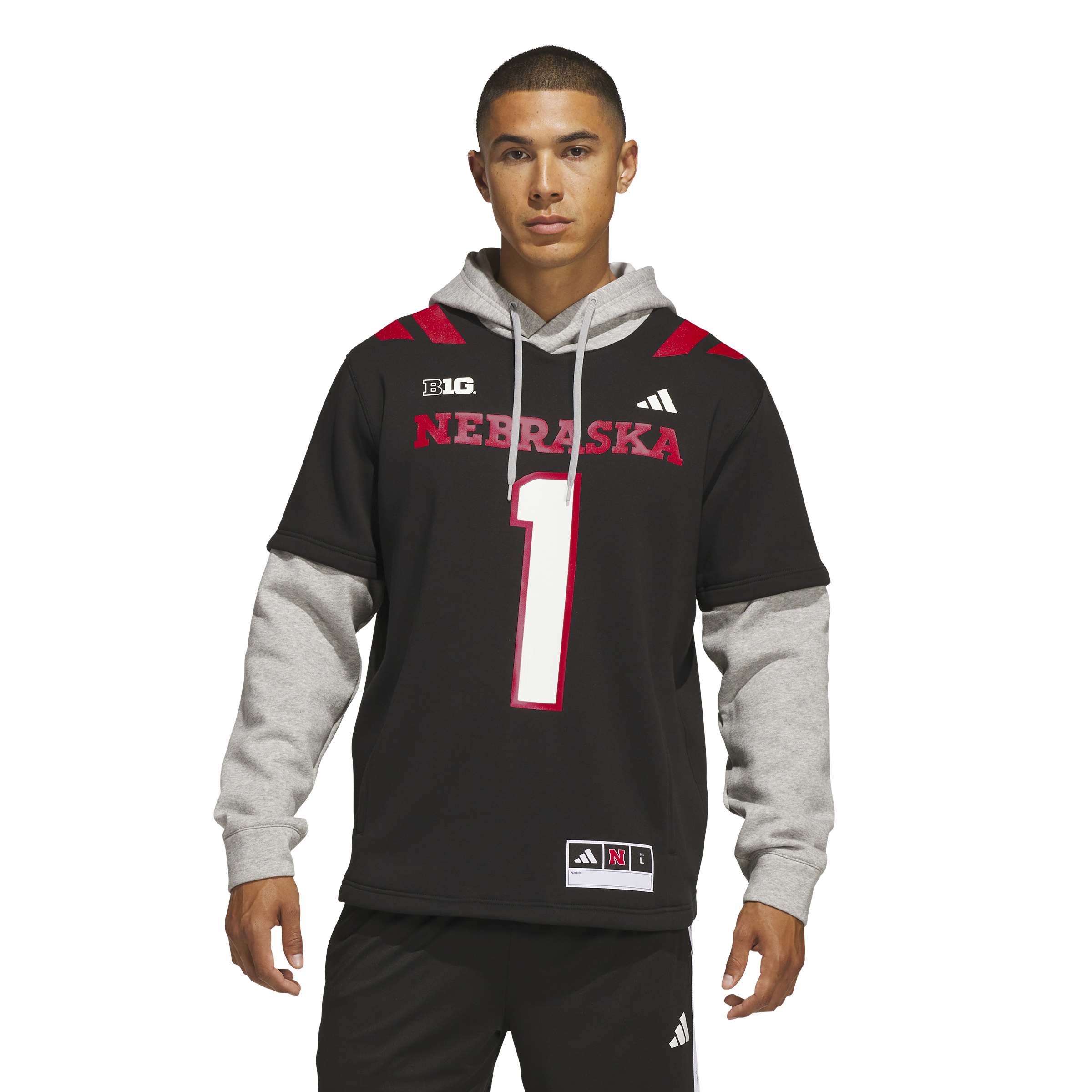 PRE-ORDER Adidas 2026 BLACKOUT Strategy Jersey Hoodie - Nebraska Cornhuskers