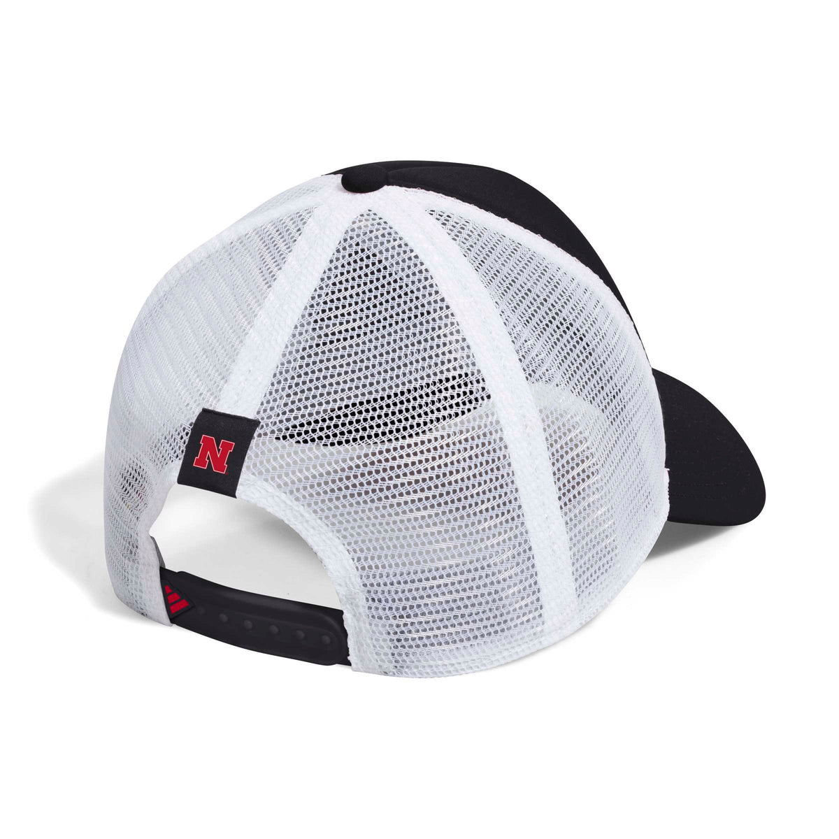 Black Adidas Strat Foam Trucker Hat - Nebraska Cornhuskers