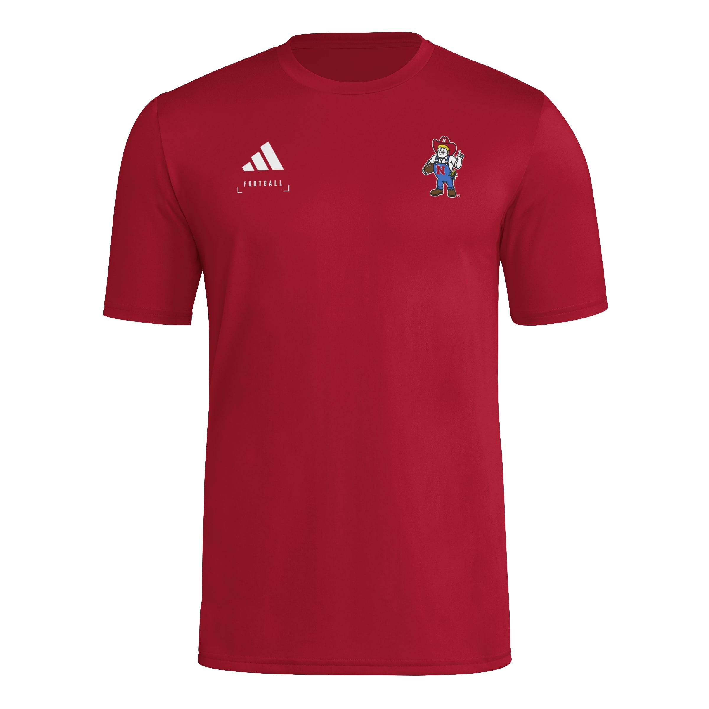 Red Adidas Men's Pregame Herbie Football Field Short Sleeve Tee - Nebraska Cornhuskers