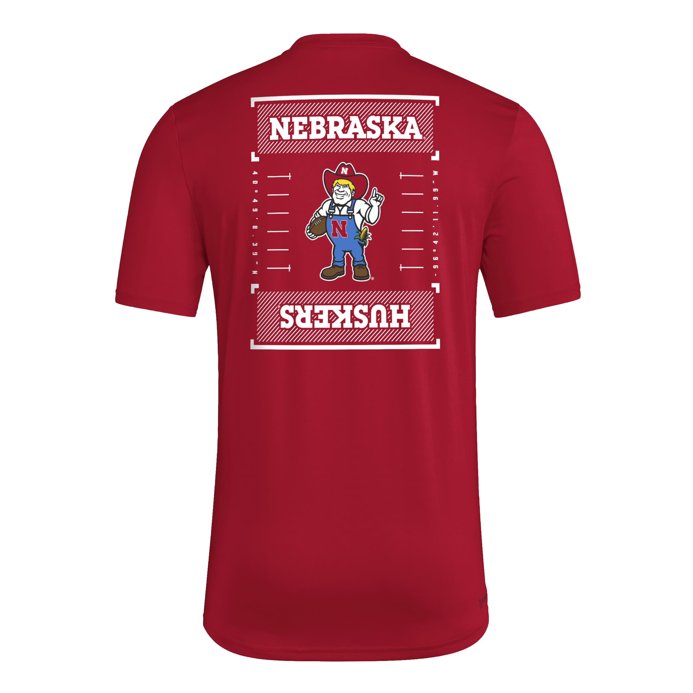 Red Adidas Men's Pregame Herbie Football Field Short Sleeve Tee - Nebraska Cornhuskers