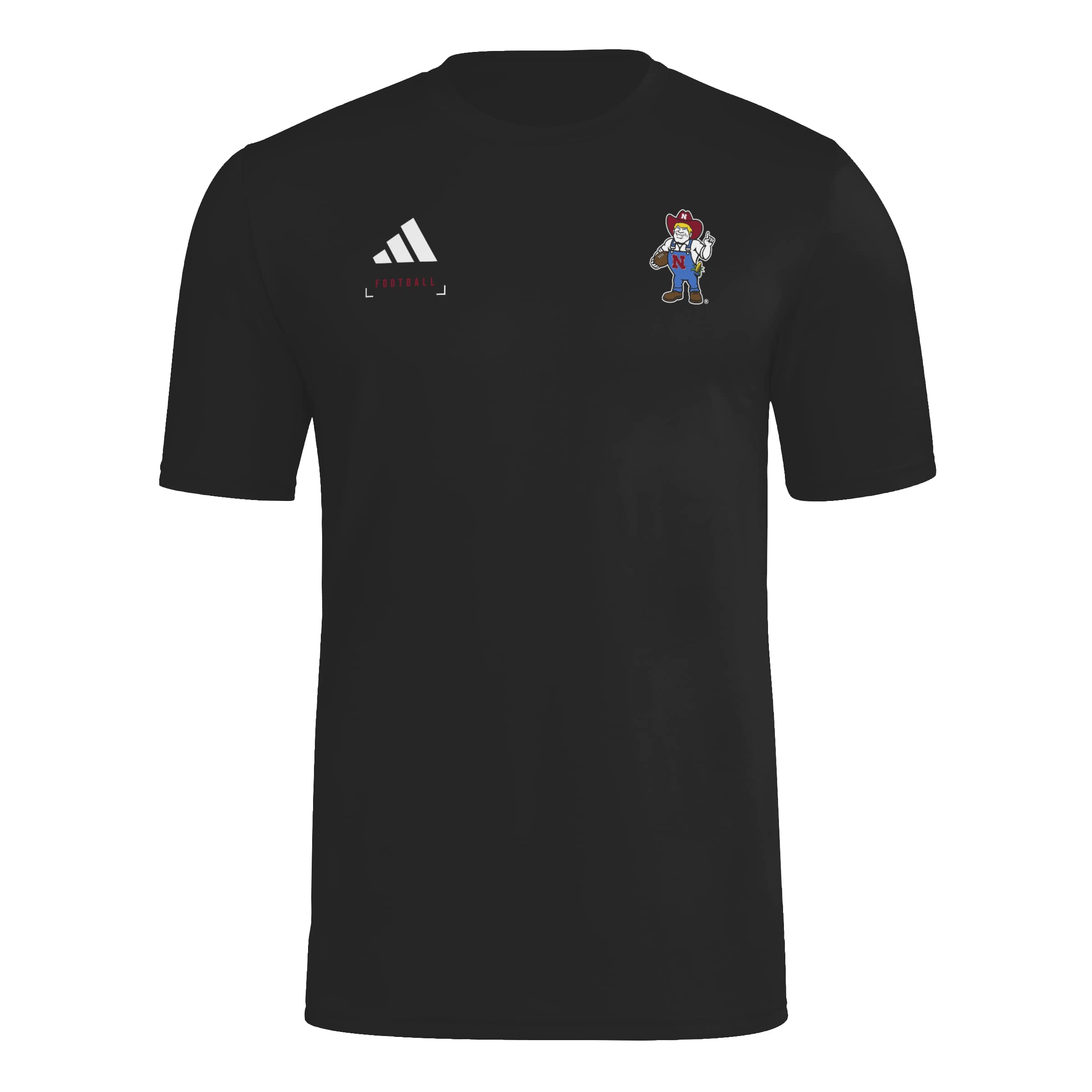 Black Adidas Men's Pregame Herbie Football Field Short Sleeve Tee - Nebraska Cornhuskers