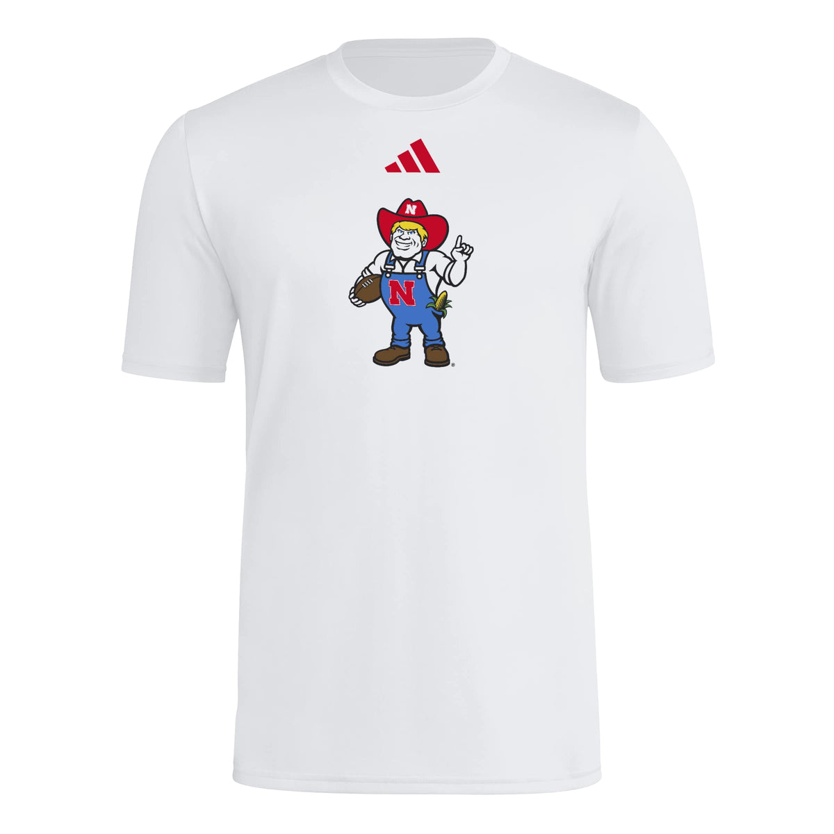 White Adidas Men's Pregame Herbie Short Sleeve Tee - Nebraska Cornhuskers
