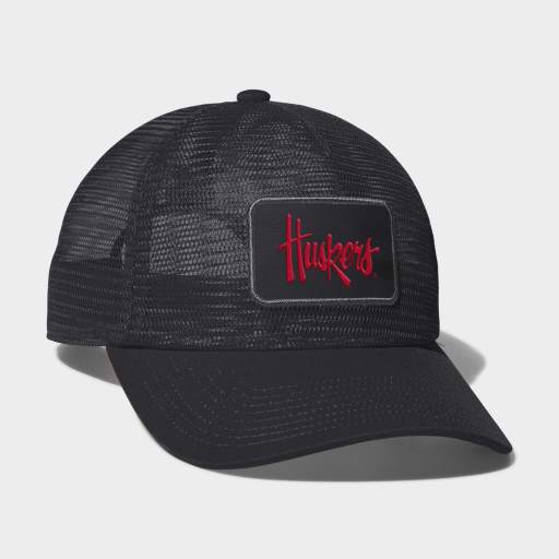 Black Adidas Full Mesh Backing Trucker Hat - Nebraska Cornhuskers