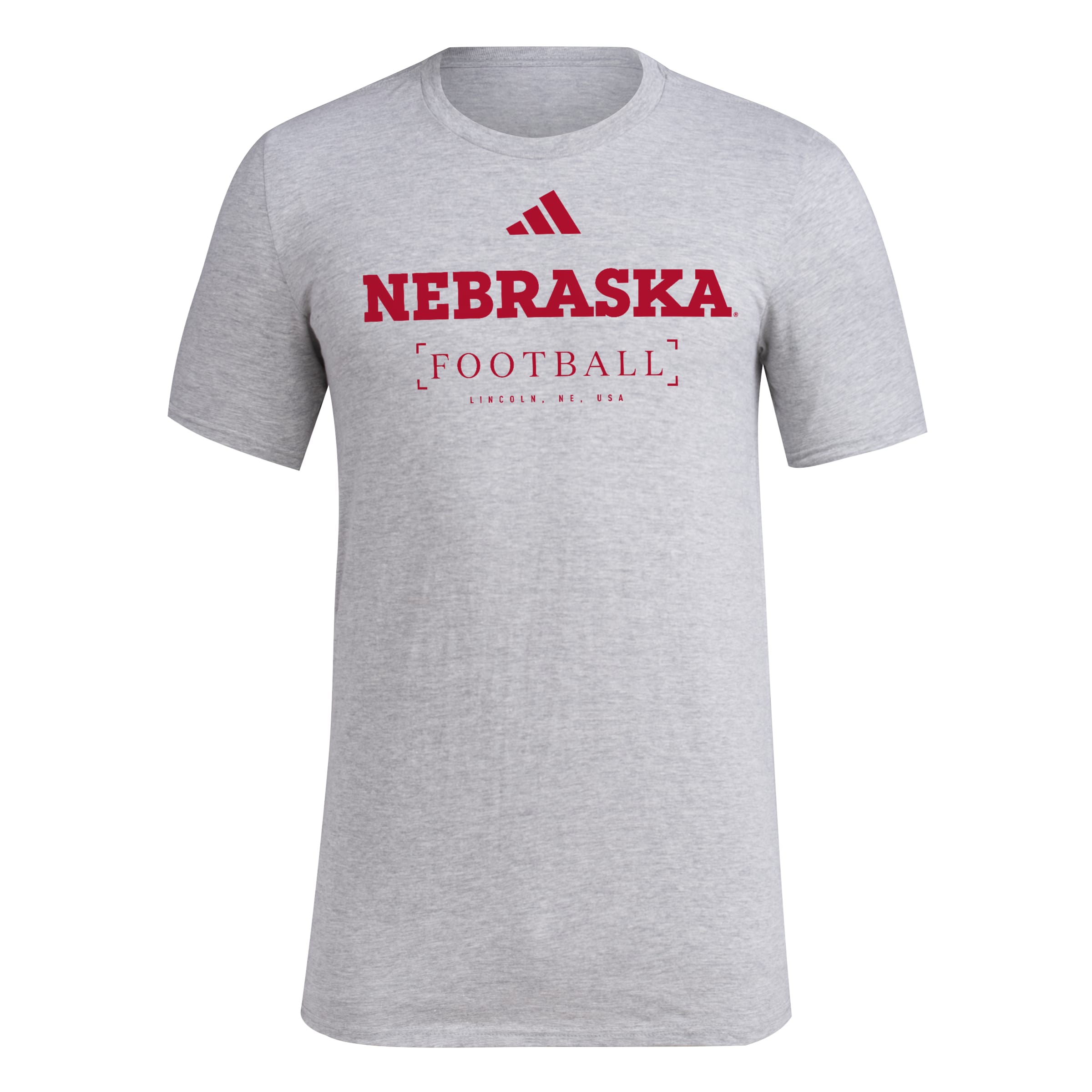 Grey Adidas Men's Pregame Football Short Sleeve Tee - Nebraska Cornhuskers