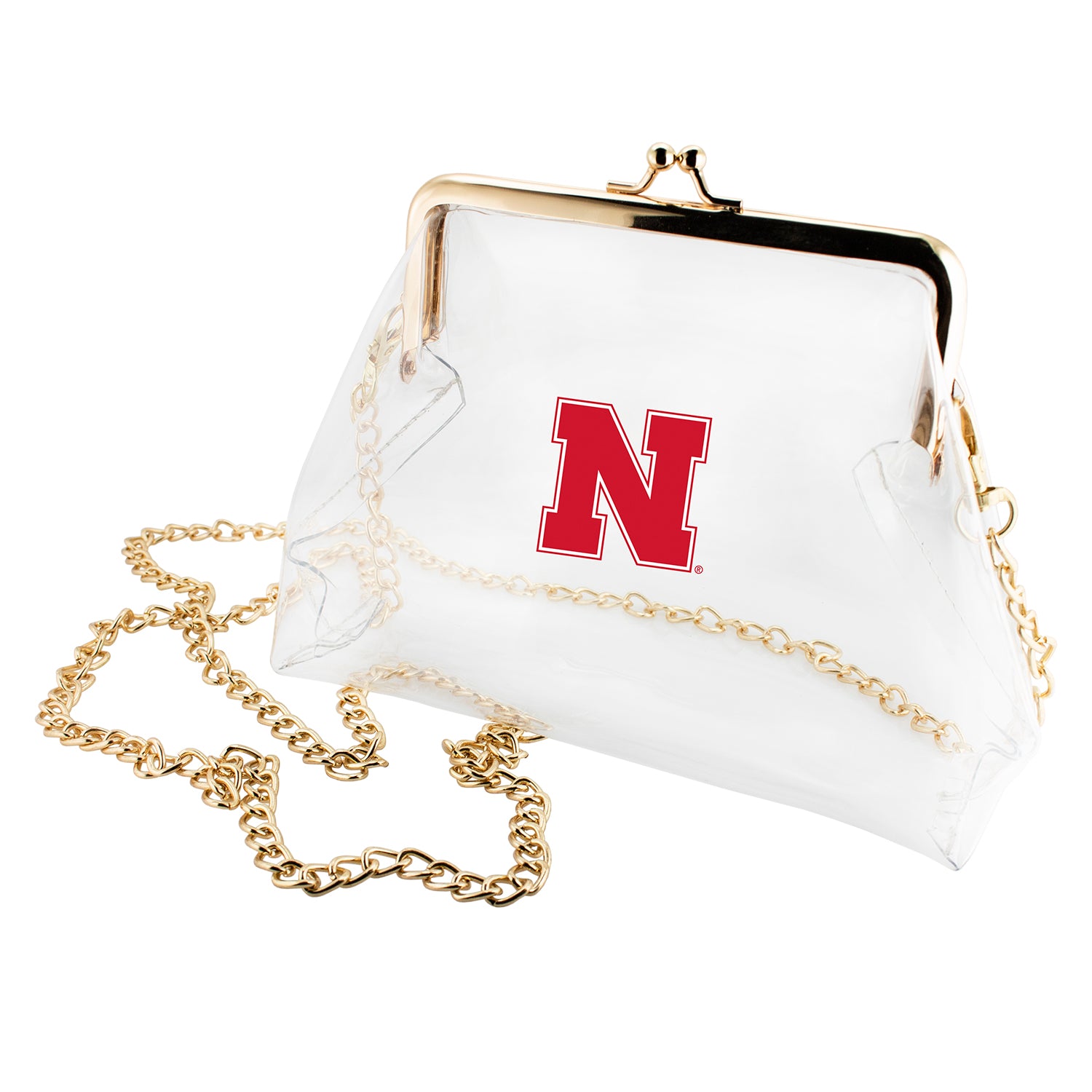 Kiss Lock Crossbody Clear Purse - Nebraska Cornhuskers