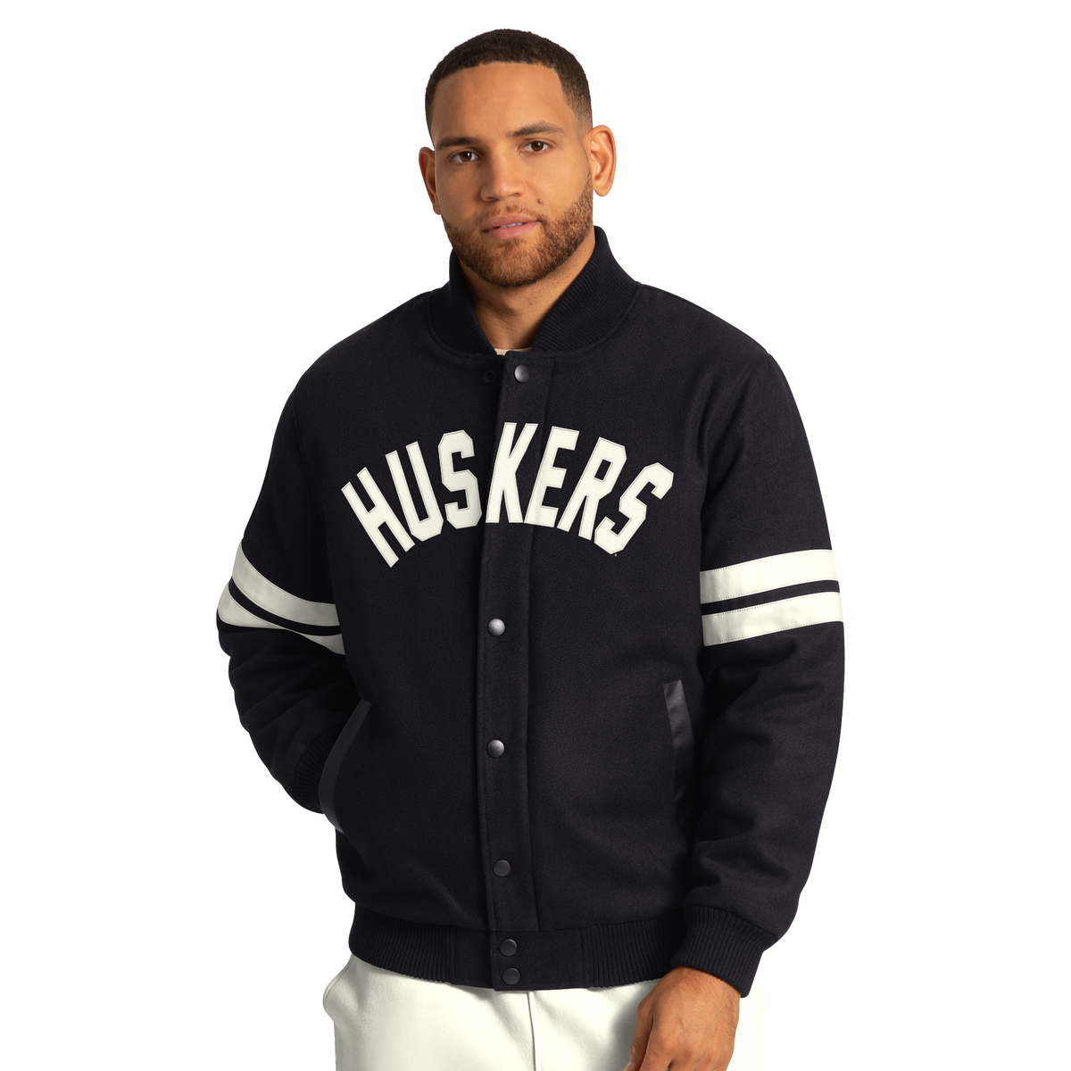 Blackout Varsity Jacket by GIII - Nebraska Cornhuskers