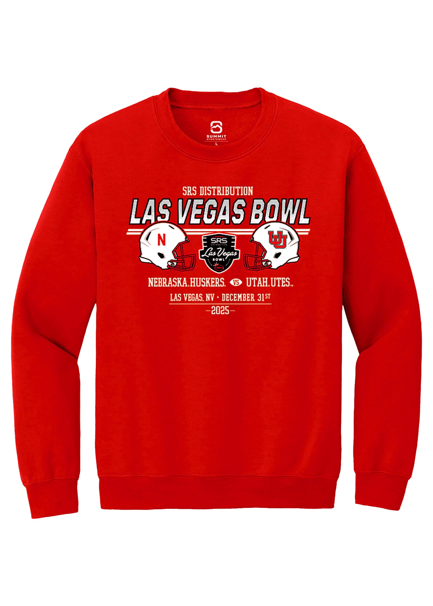 Las Vegas Bowl 2025 - Red SRS Crewneck Sweatshirt - Nebraska Cornhuskers