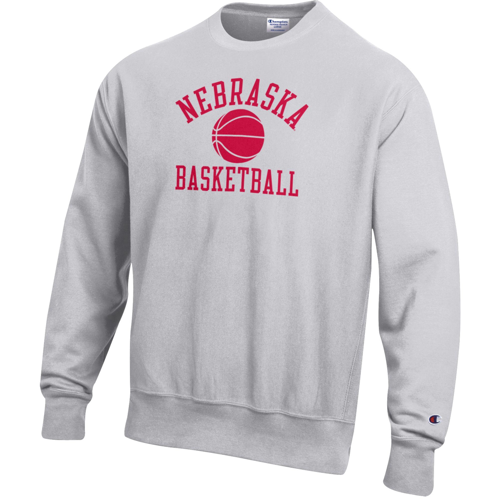 Light Grey Nebraska Basketball Crew Reverse Weave- Nebraska Cornhuskers