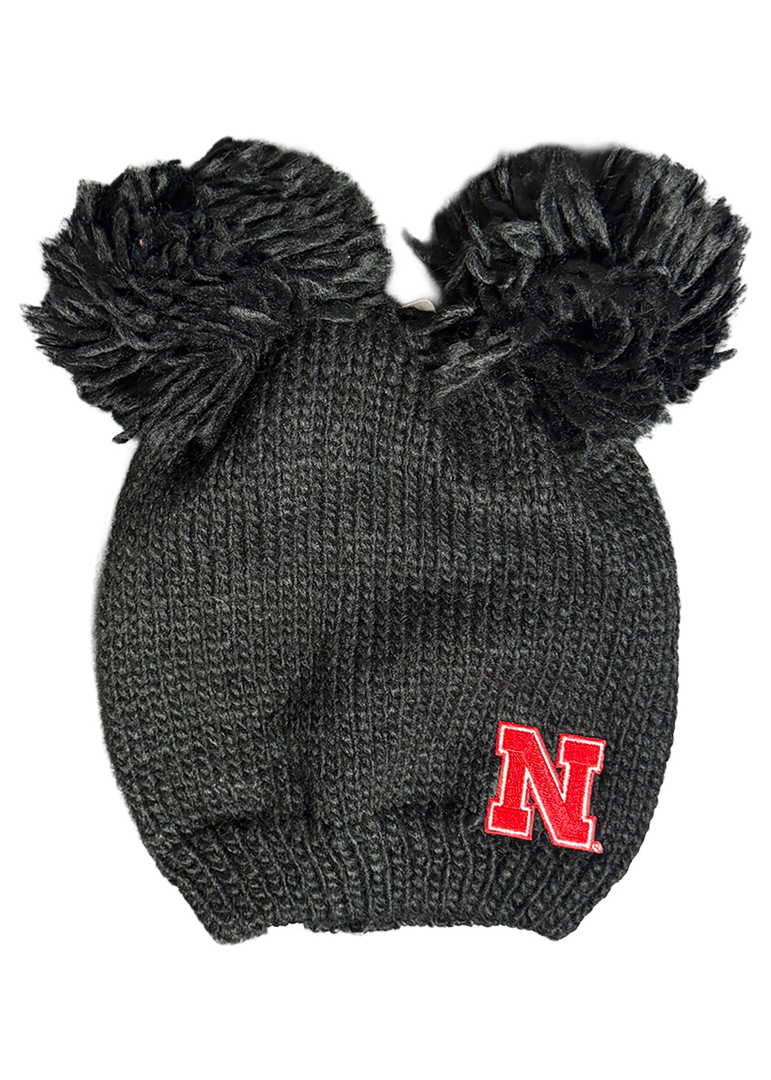 Leia Double Pom Womens Knit Hat - Black