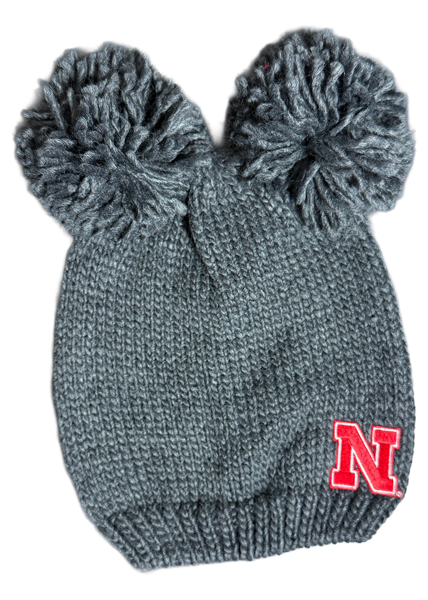 Leia Double Pom Womens Knit Hat - Grey