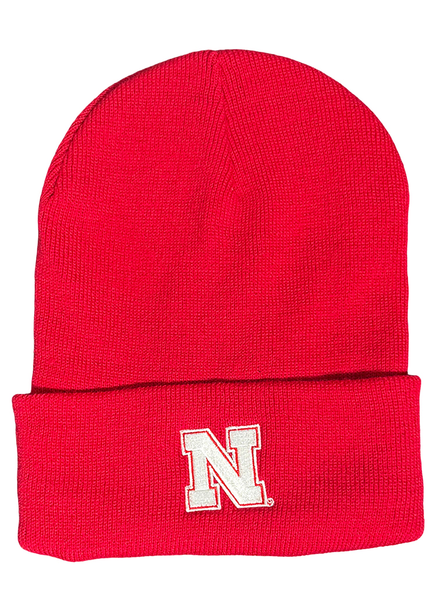 Red Fleece-Lined Cuff Beanie – Block “N”
