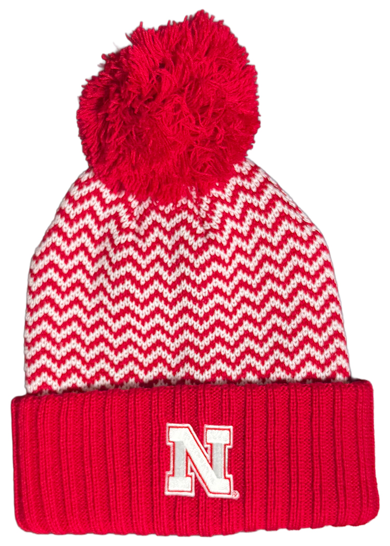 Women’s Zig-Zag Pom Cuff Beanie – Block “N”