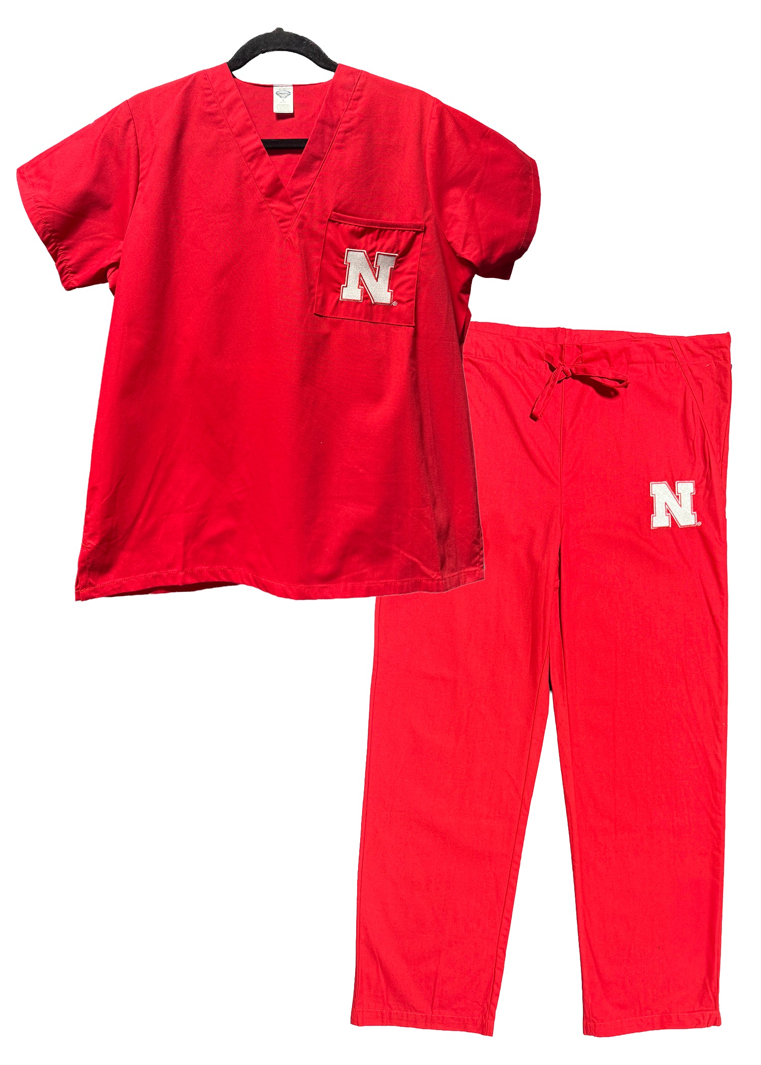 Medical Scrub Top and Bottom Set - Block N - Nebraska Cornhuskers