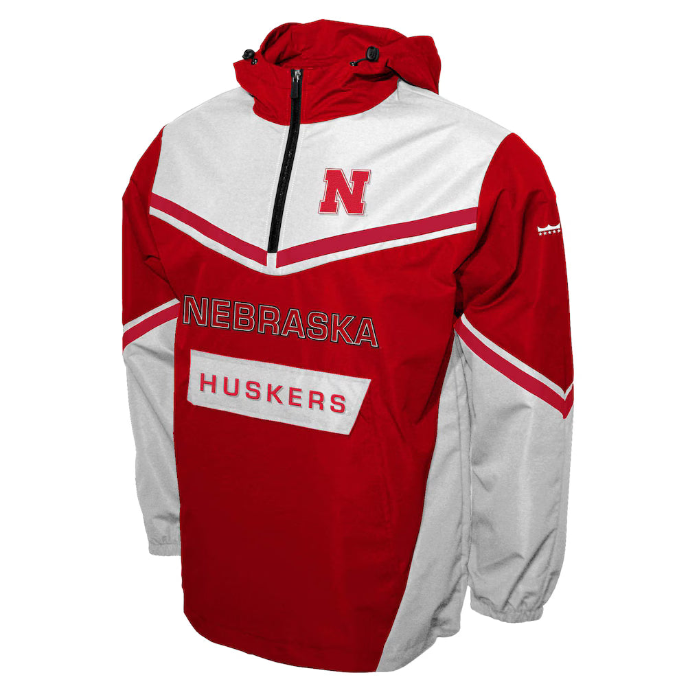 Men's Franchise Club Scarlet Nebraska Huskers Action Anorak Half-Zip Jacket