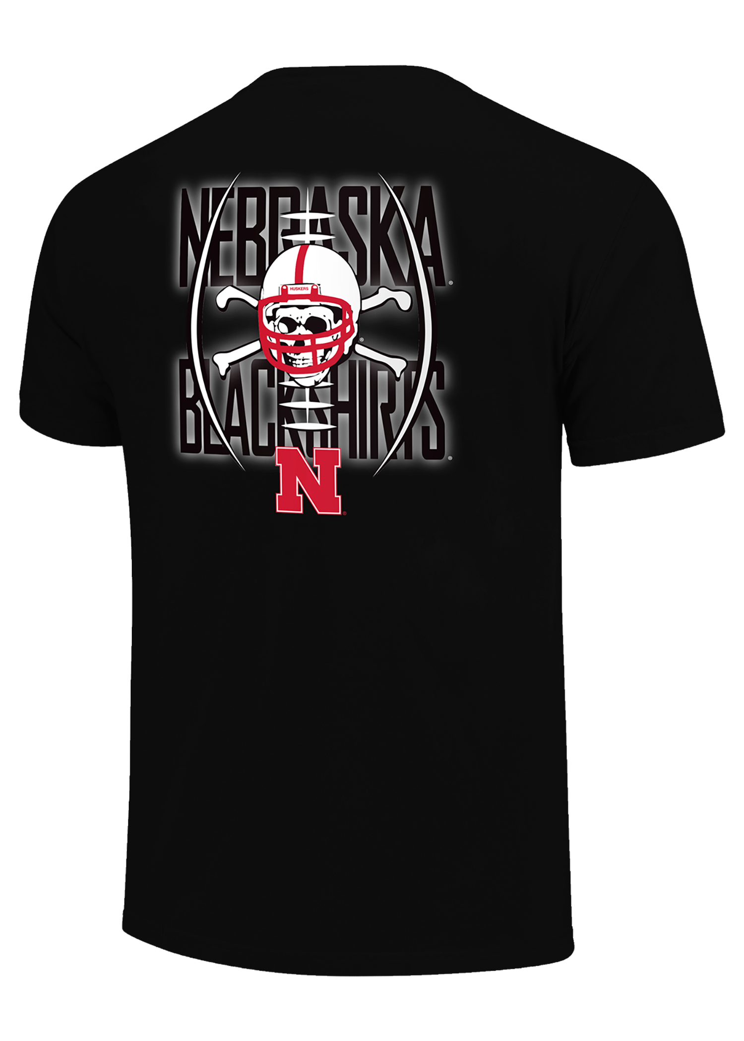 Blackshirts Skull Football Tee - Nebraska Cornhuskers