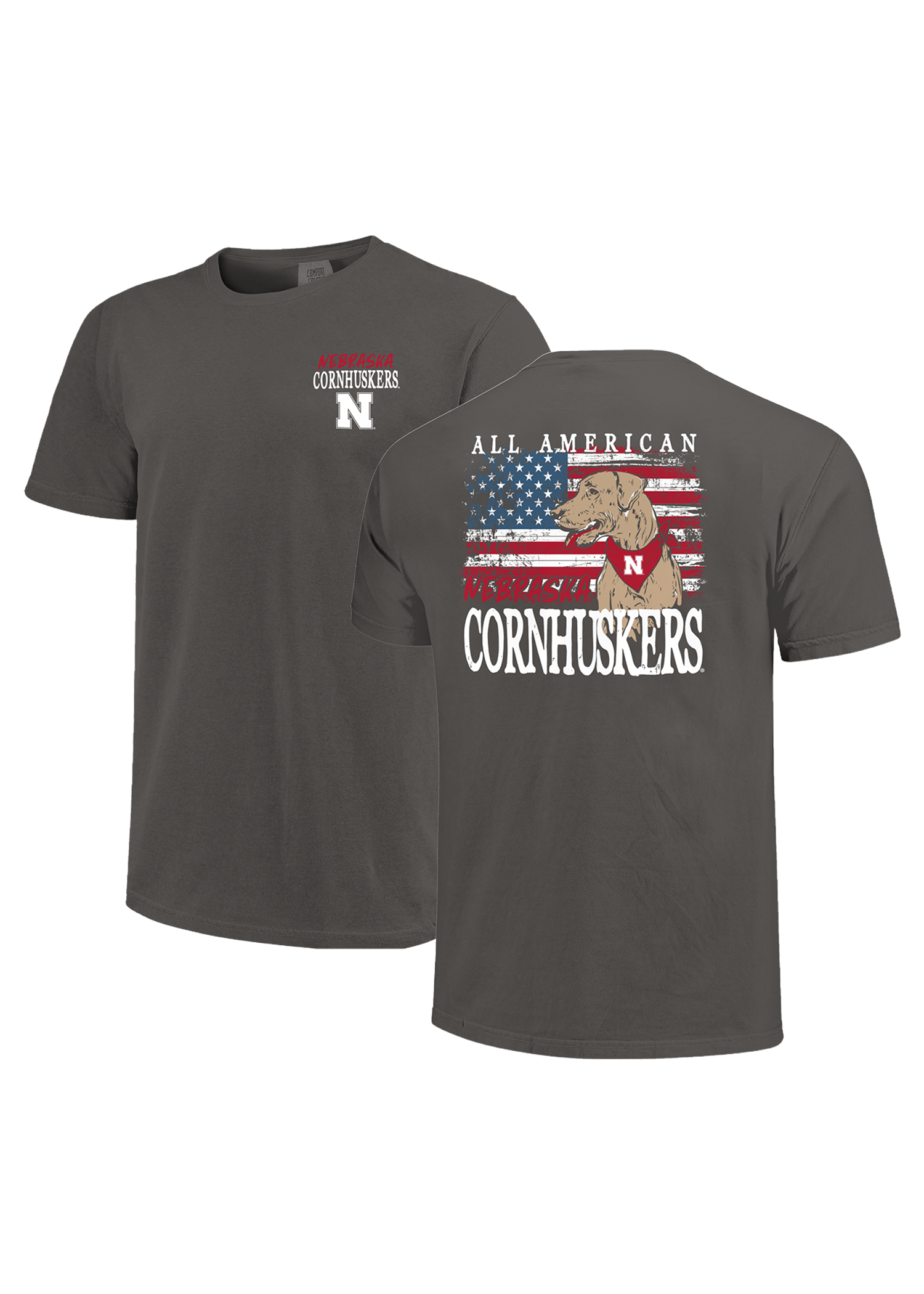 Gray All-American Dog Comfort Colors Tee - Nebraska Cornhuskers