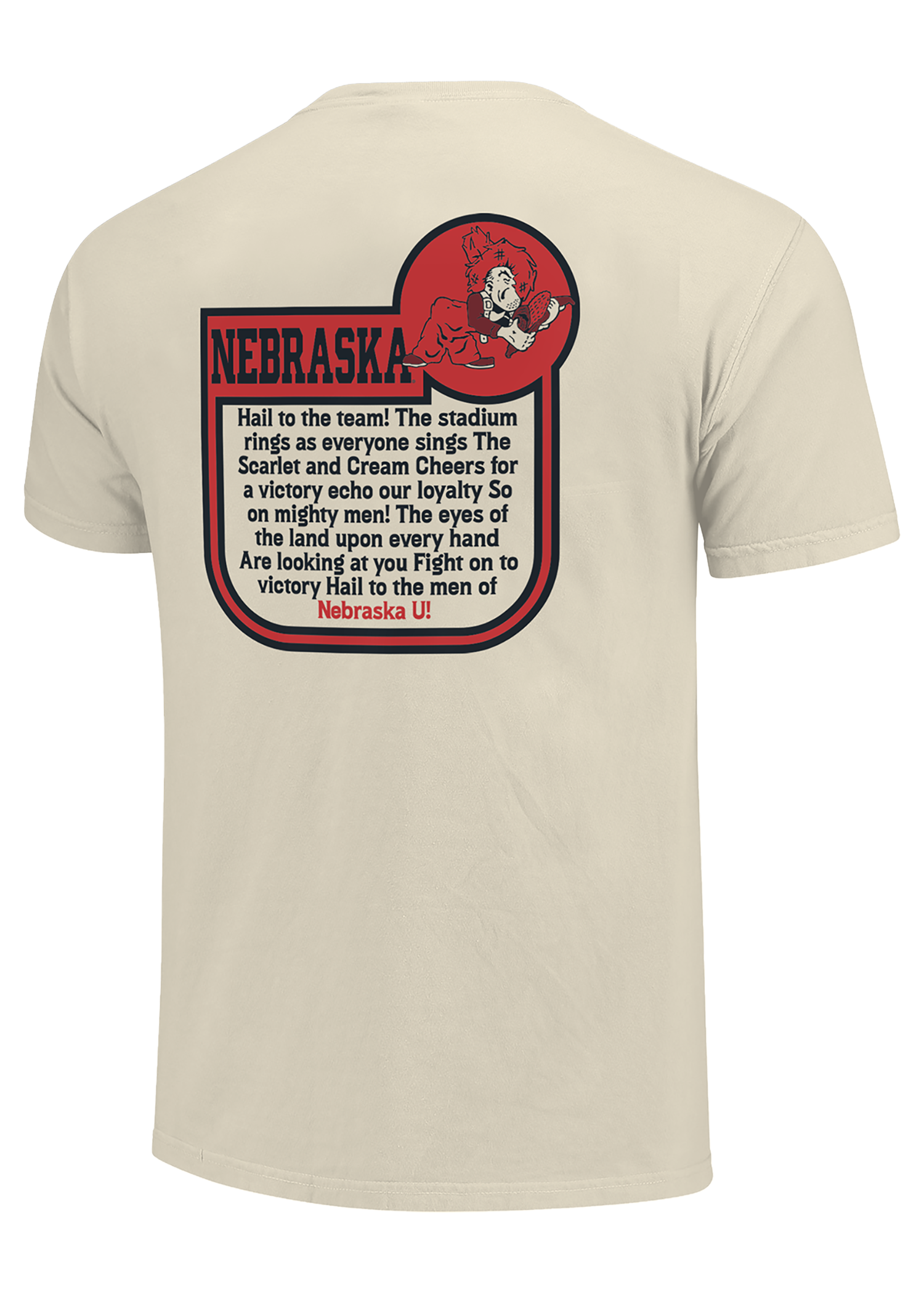 Cream Men’s Short Sleeve T-Shirt – Herbie Chest, Fight Song Back