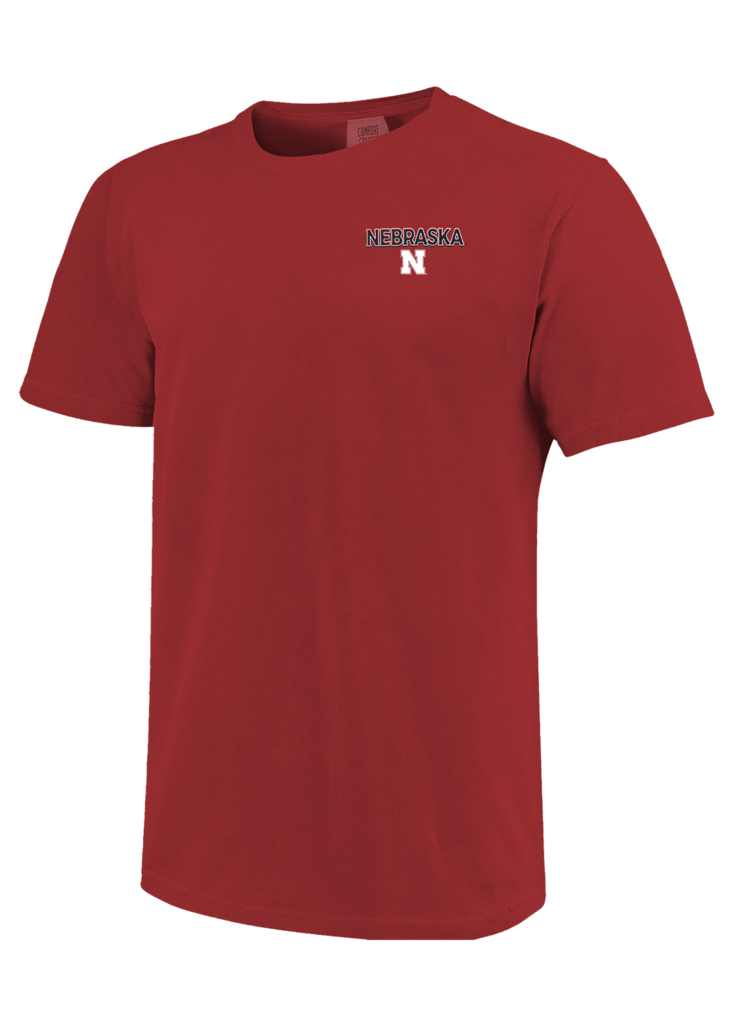 Red Men’s Short Sleeve T-Shirt – Nebraska N Chest, Black Dog Football Back