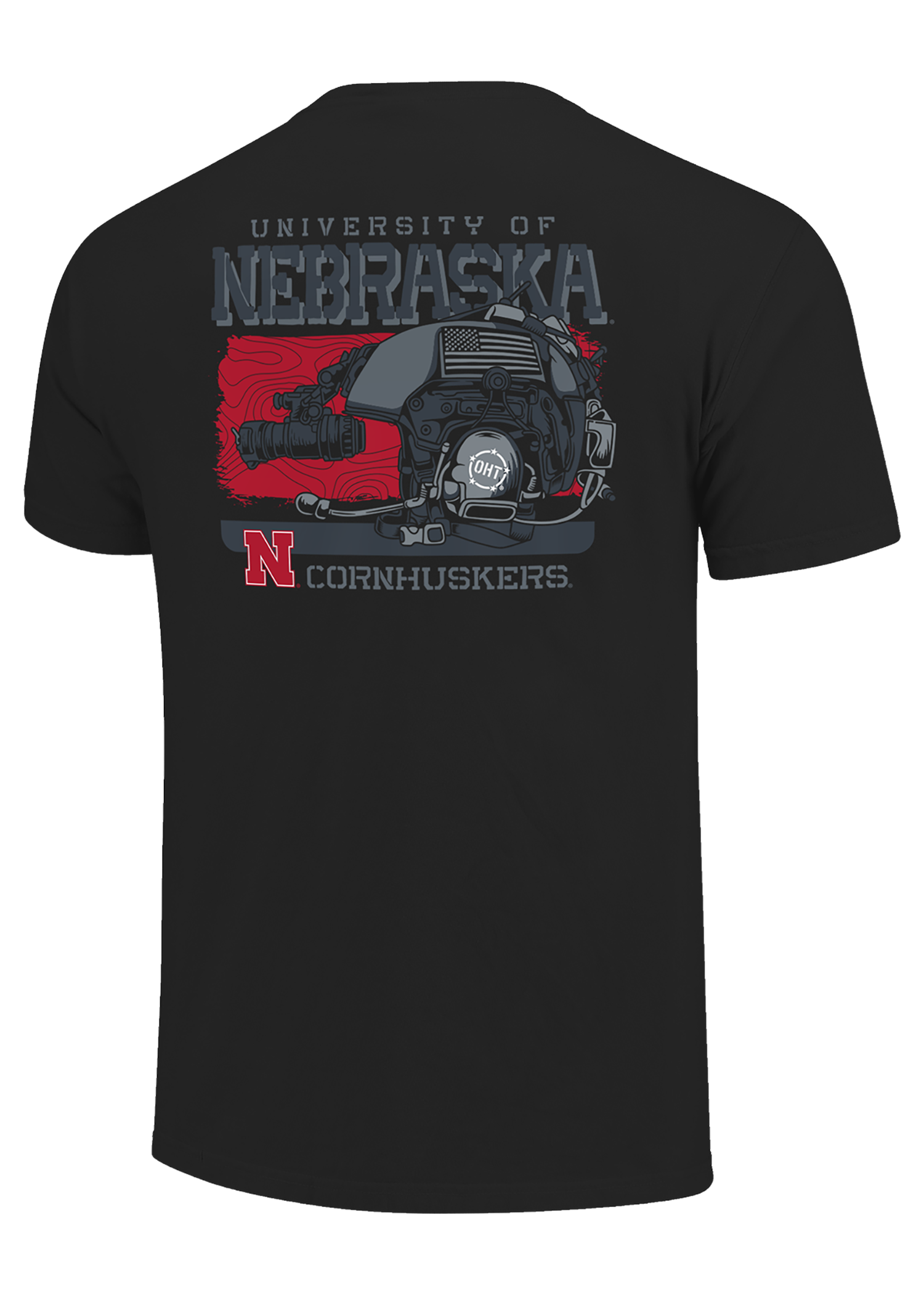 Black Men’s Short Sleeve T-Shirt – Huskers OHT Camo Graphic