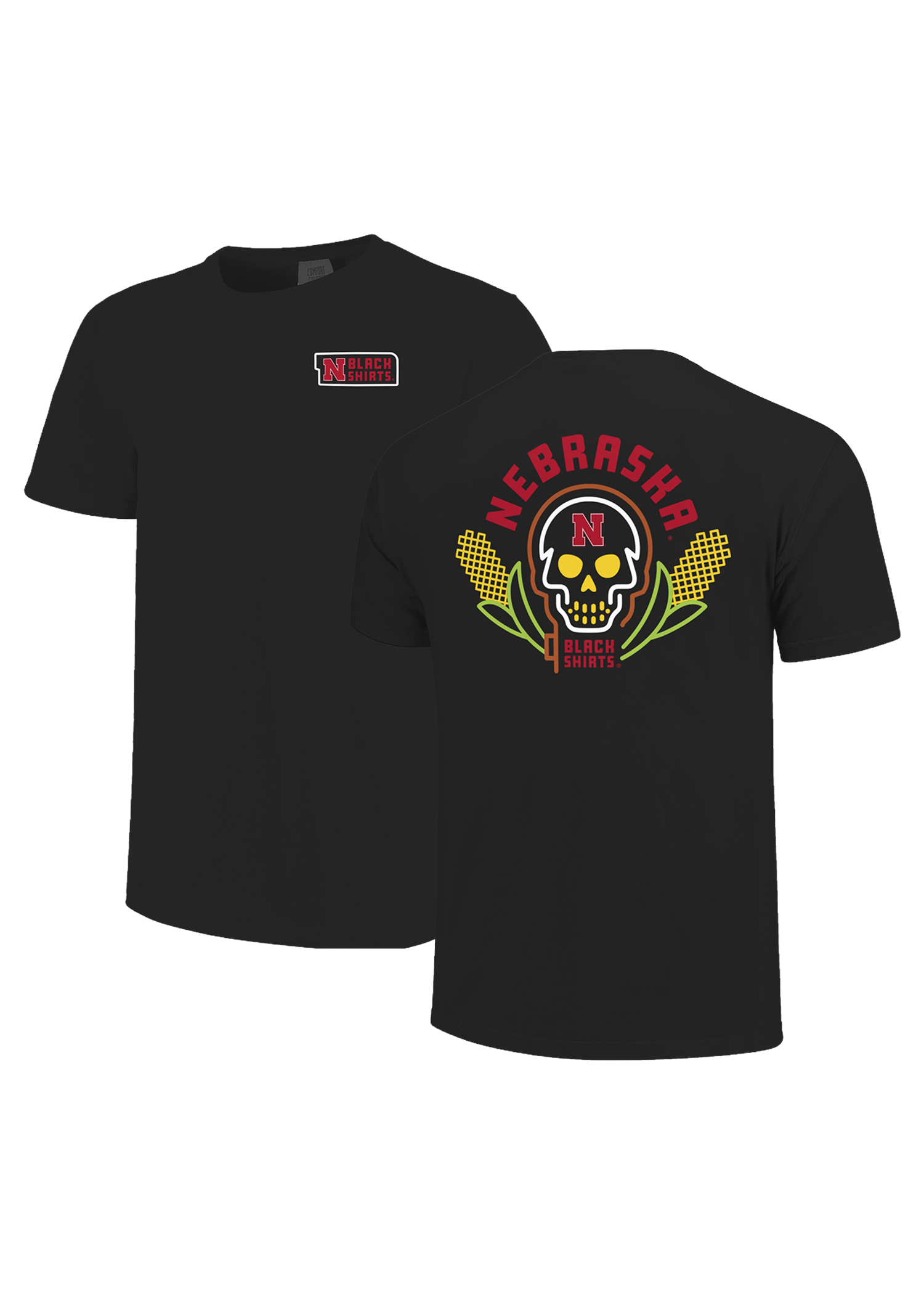 Black Nebraska Huskers Hyper Local Black Shirts Corn T-Shirt