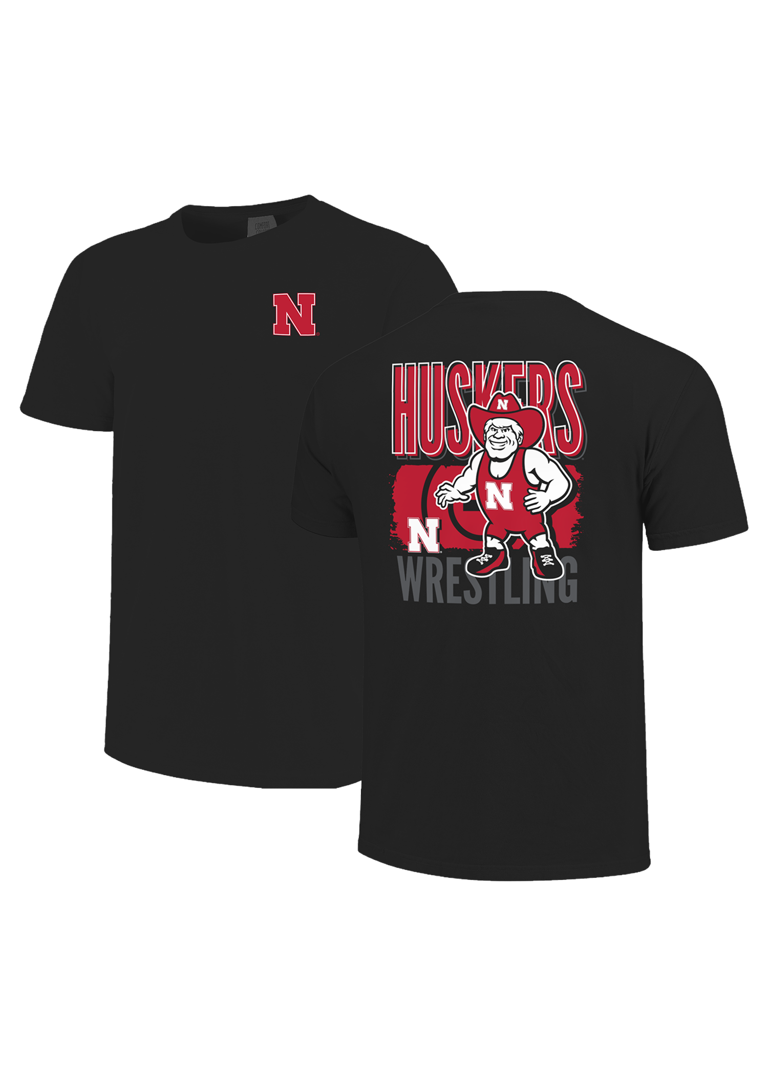Black Men’s Short Sleeve T-Shirt – Huskers Wrestling Herbie Graphic