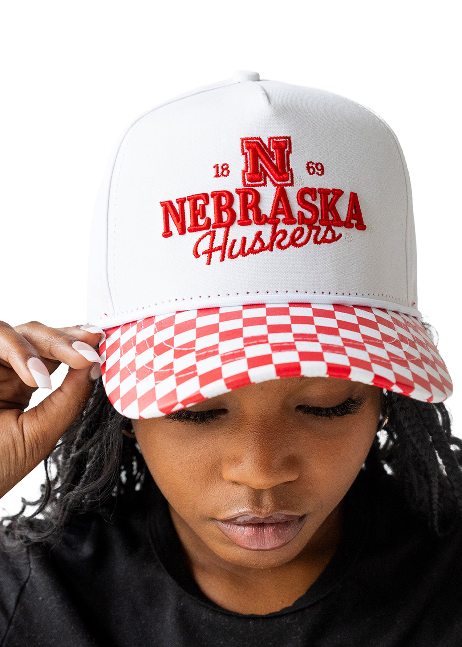 Nebraska Huskers Checkerboard Snapback Hat