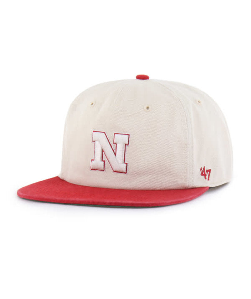 Natural Burnside '47 Captain Rf Hat, Flat Bill, Snapback - Nebraska Cornhuskers