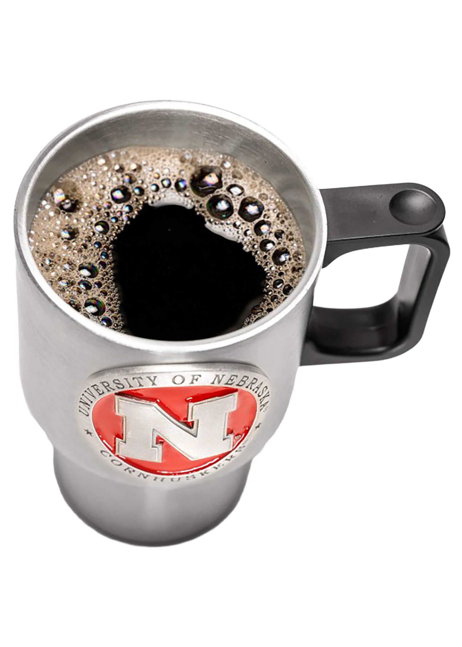 Nebraska Cornhuskers 14 oz. Travel Mug Intricately Crafted Metal Pewter Alma Mater Inlay