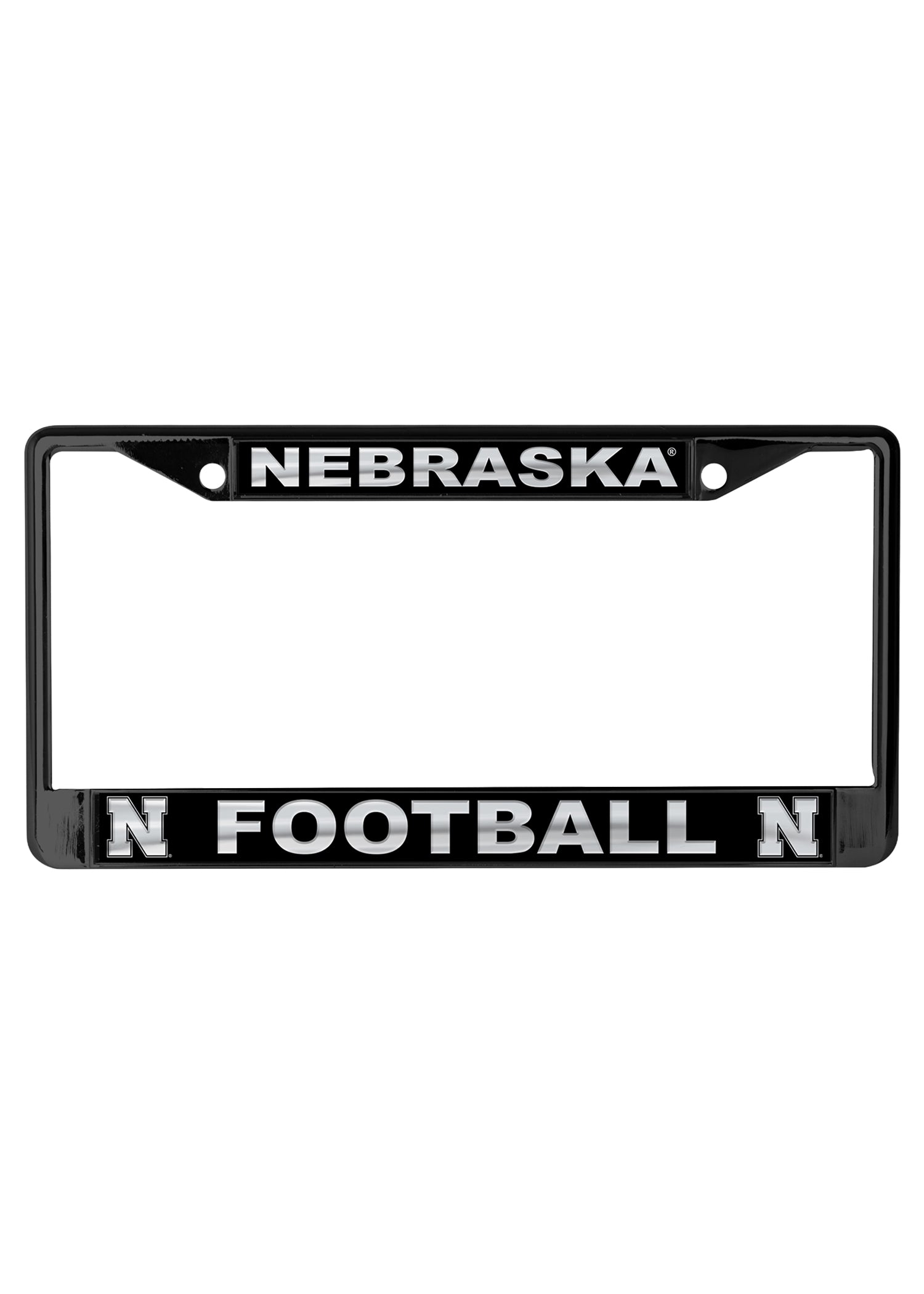 Nebraska Football Black S/L Metal License Plate Frame - Nebraska Cornhuskers