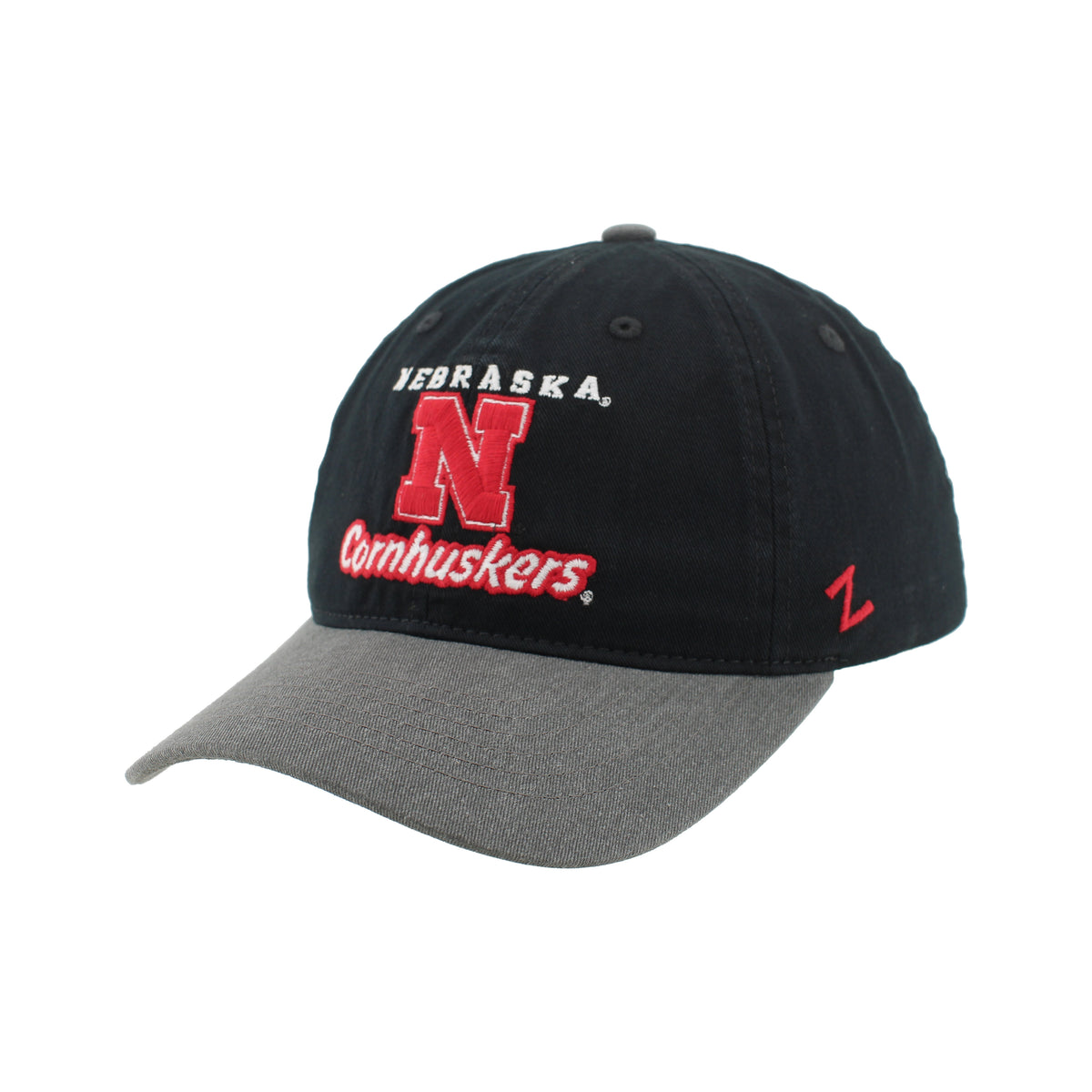 Nebraska Tradition Hat in Black and Charcoal, Curved Bill, Strapback - Nebraska Cornhuskers