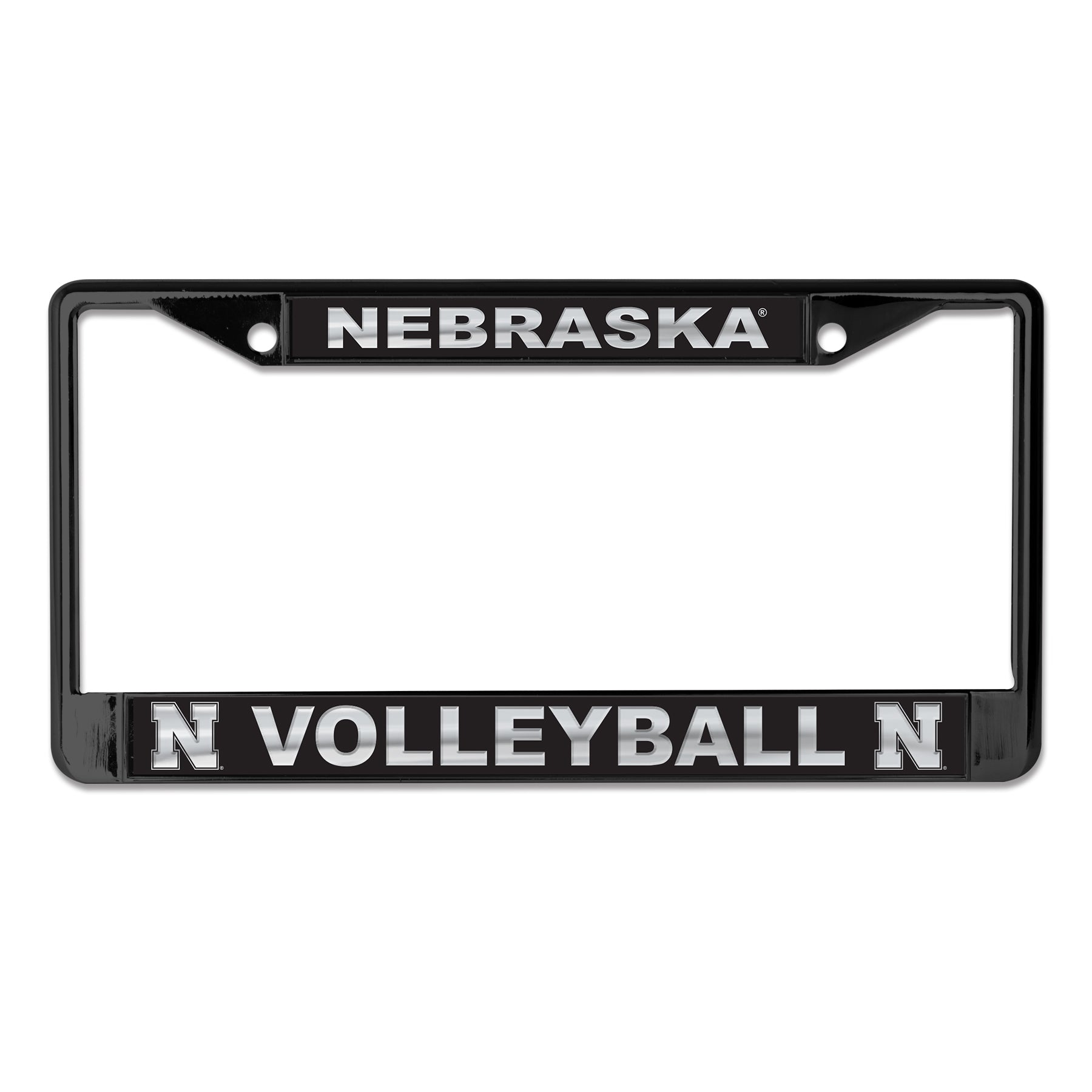 Nebraska Volleyball Black S/L Metal License Plate Frame - Nebraska Cor