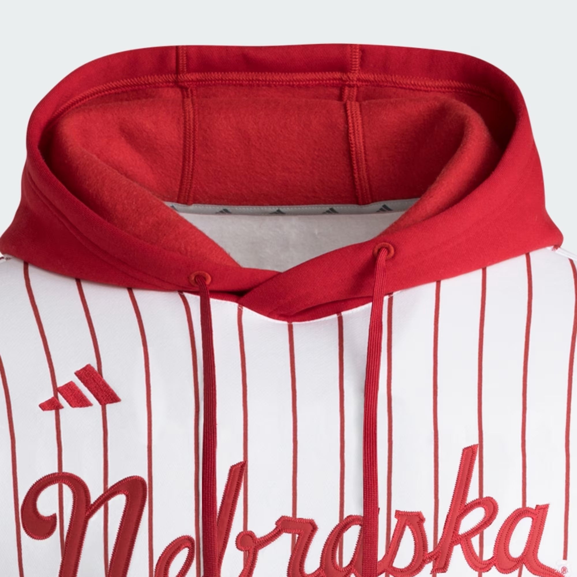 Adidas Adult Nebraska Hooded Pinstripe Jersey Hoodie - Nebraska Cornhuskers