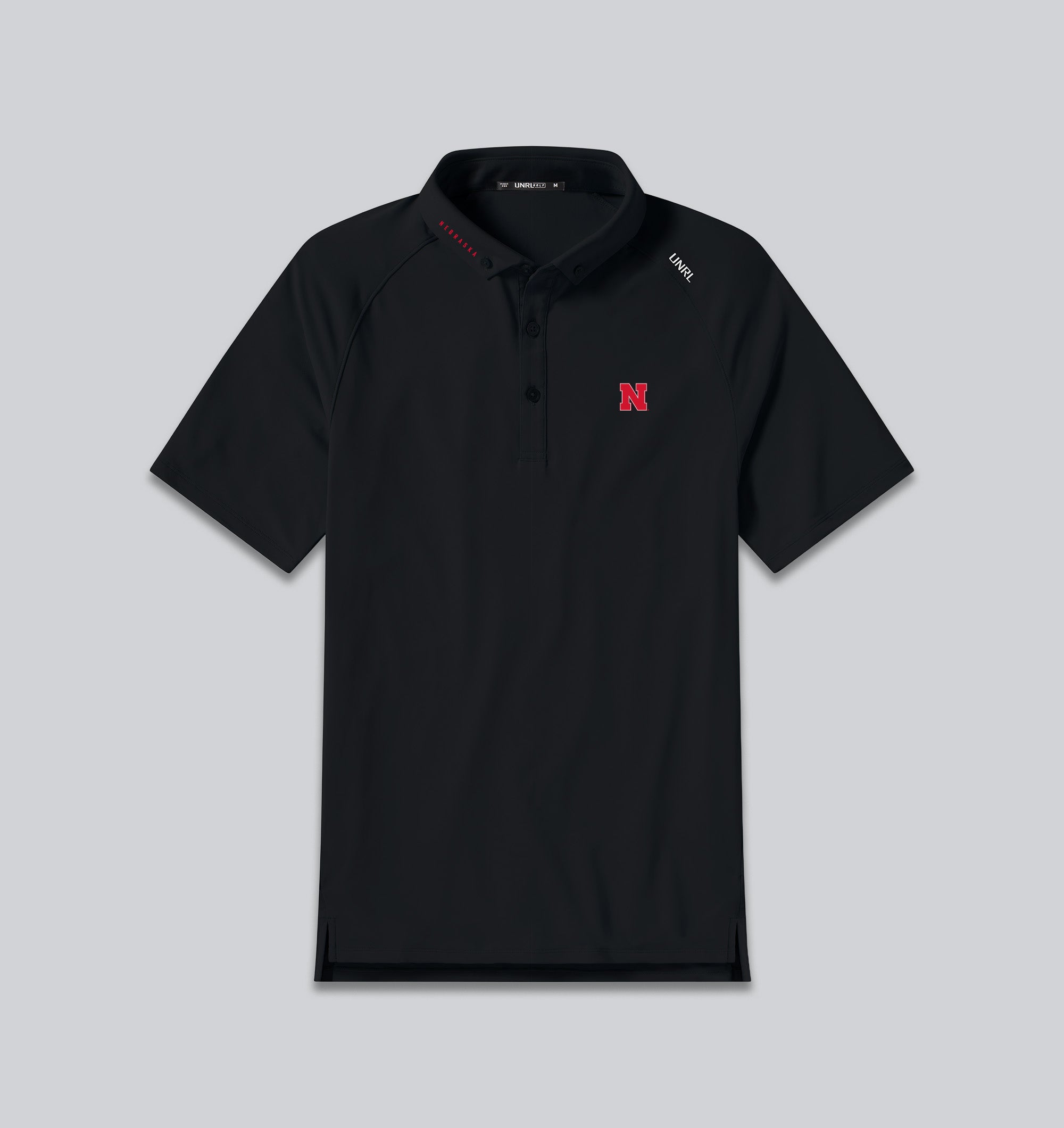 UNRL Pique Pro Polo in Black - Nebraska Cornhuskers