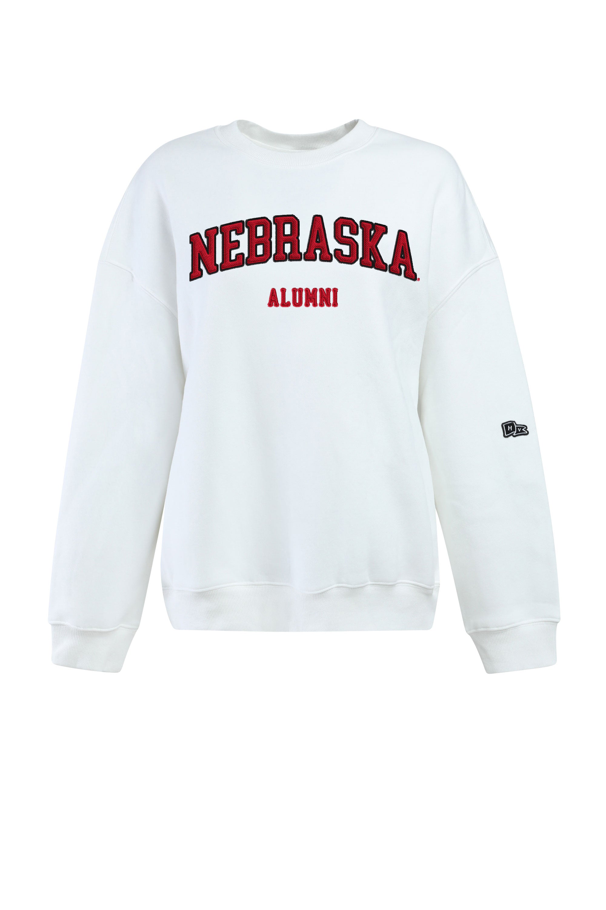 Offside Crewneck in White by Hype & Vice - Nebraska Cornhuskers