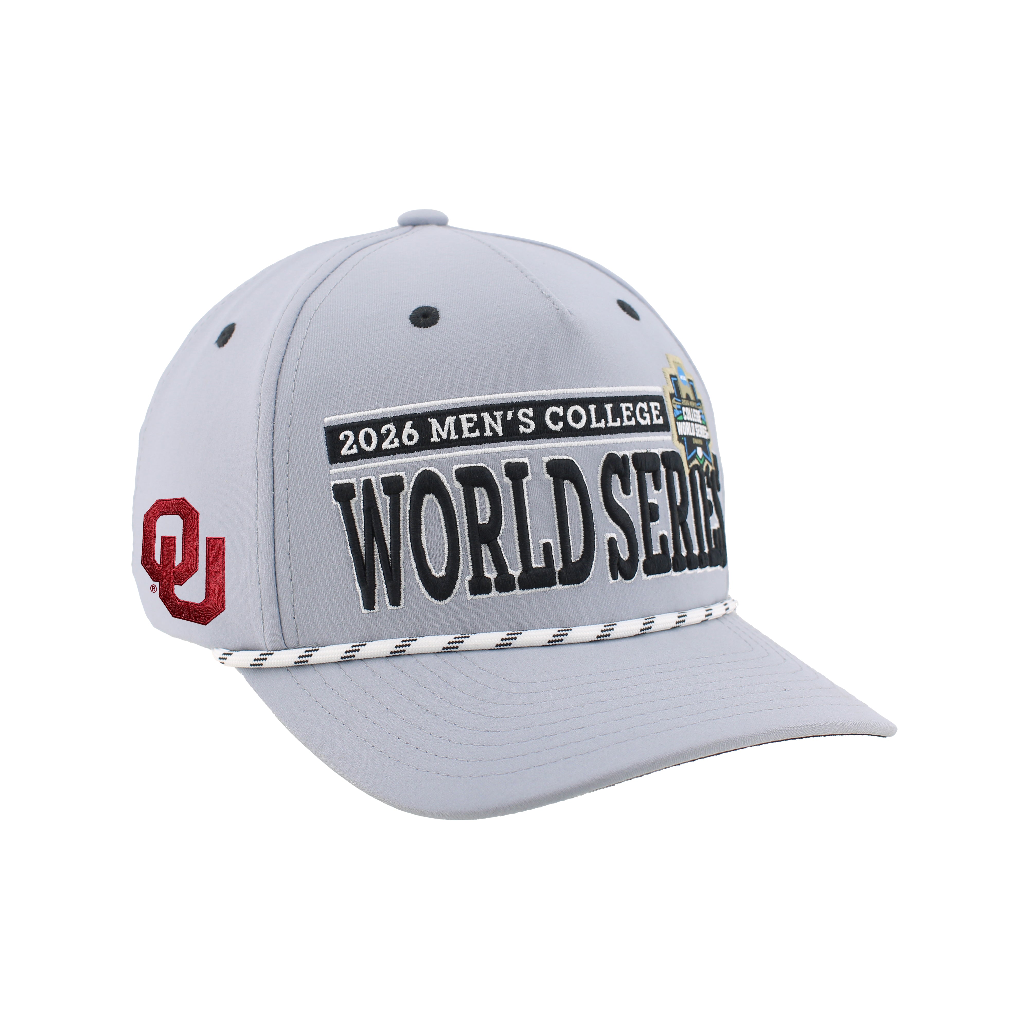 Oklahoma 2026 CWS Grey Rope Hat, Curved Bill, Snapback - Nebraska Cornhuskers