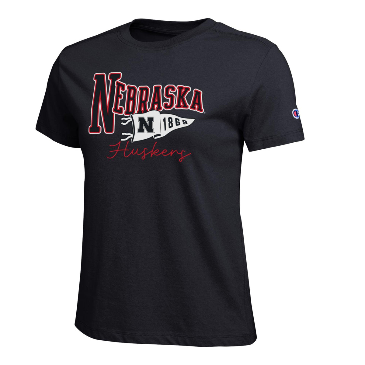 Pennant Pride Huskers Tee in Black - Nebraska Cornhuskers