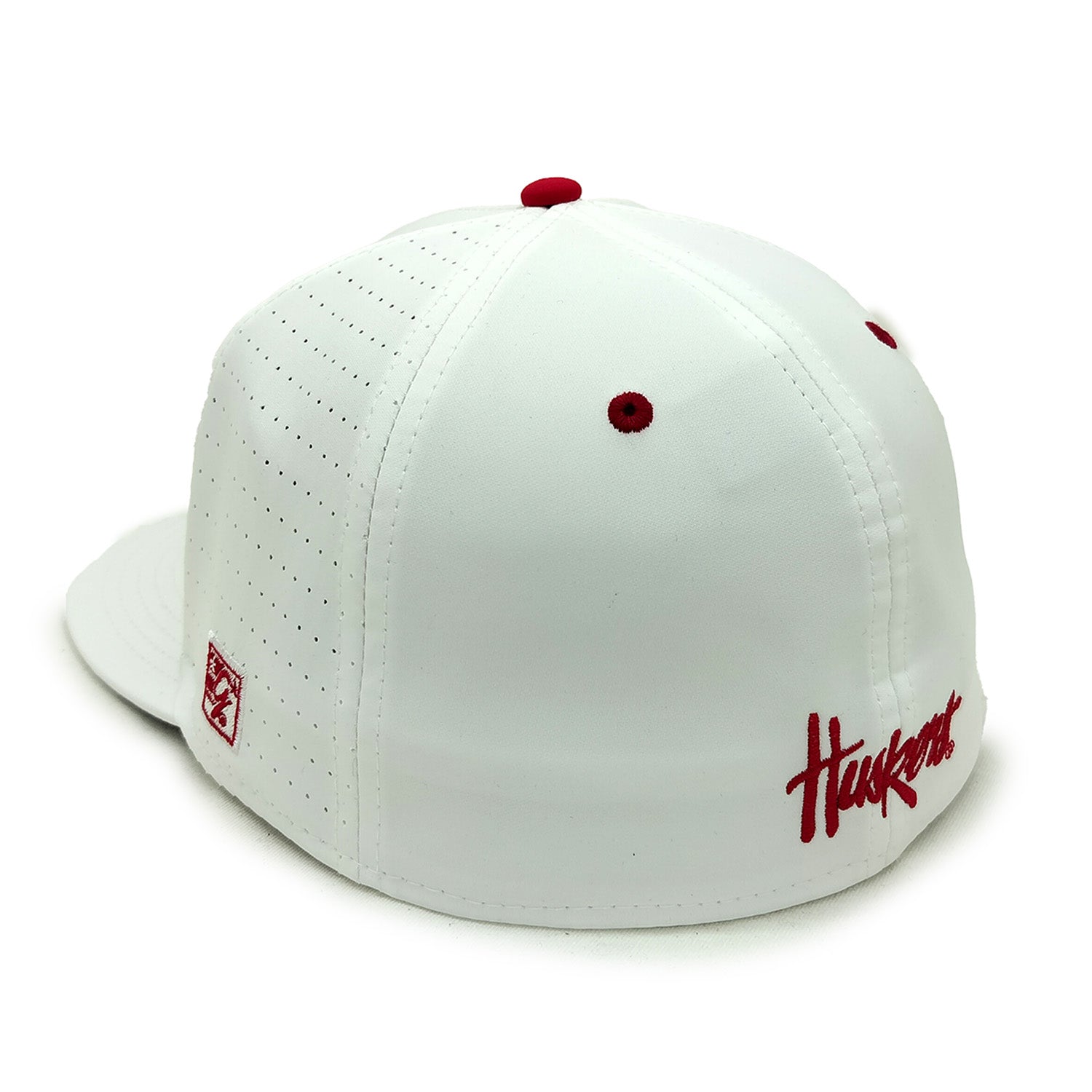 Perforated Gamechanger in White Fitted Hat, Flat Bill, Fitted - Nebraska Cornhuskers