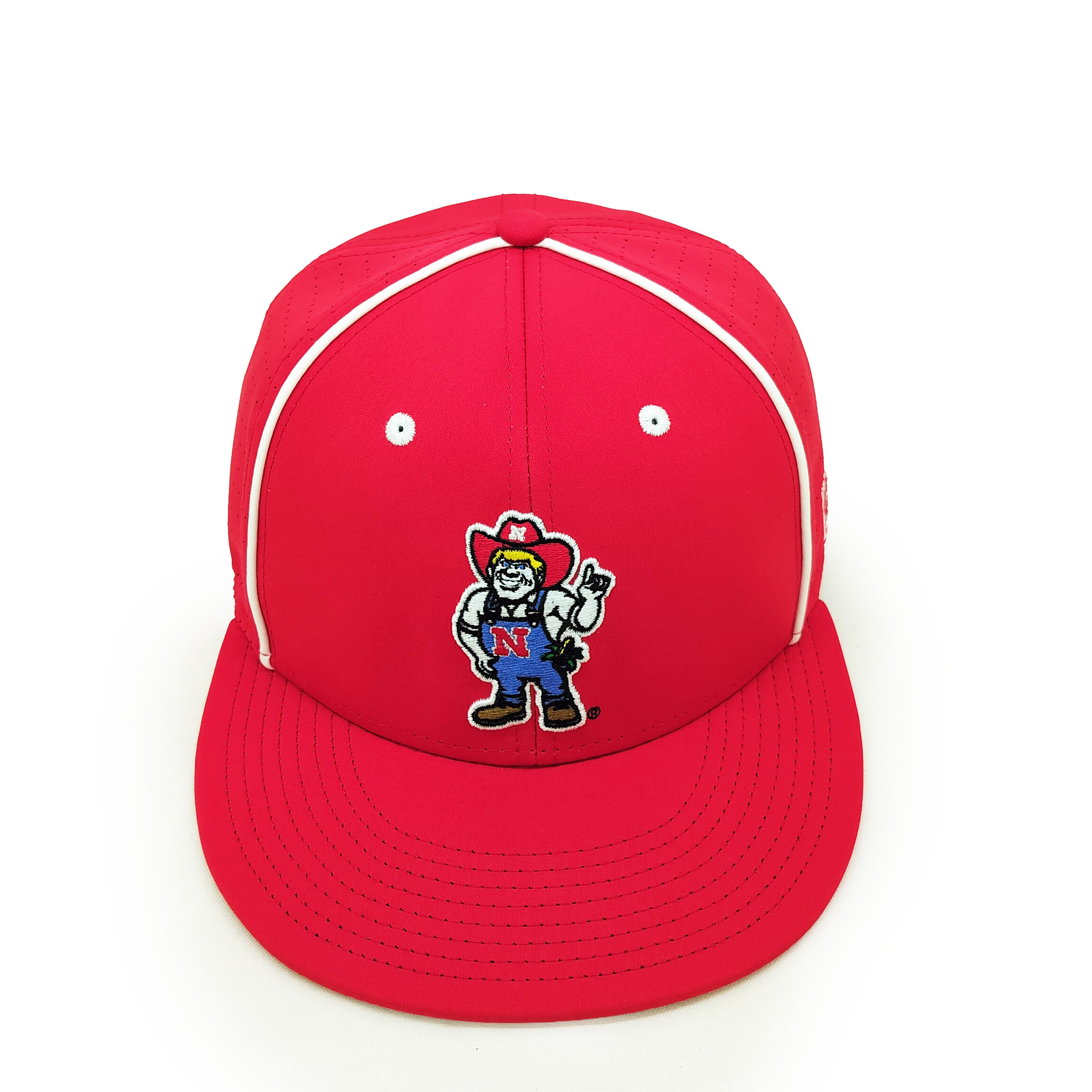 Perforated Gamechanger with Piping Red Stretch-Fit Hat, Flat Bill, Fitted - Nebraska Cornhuskers
