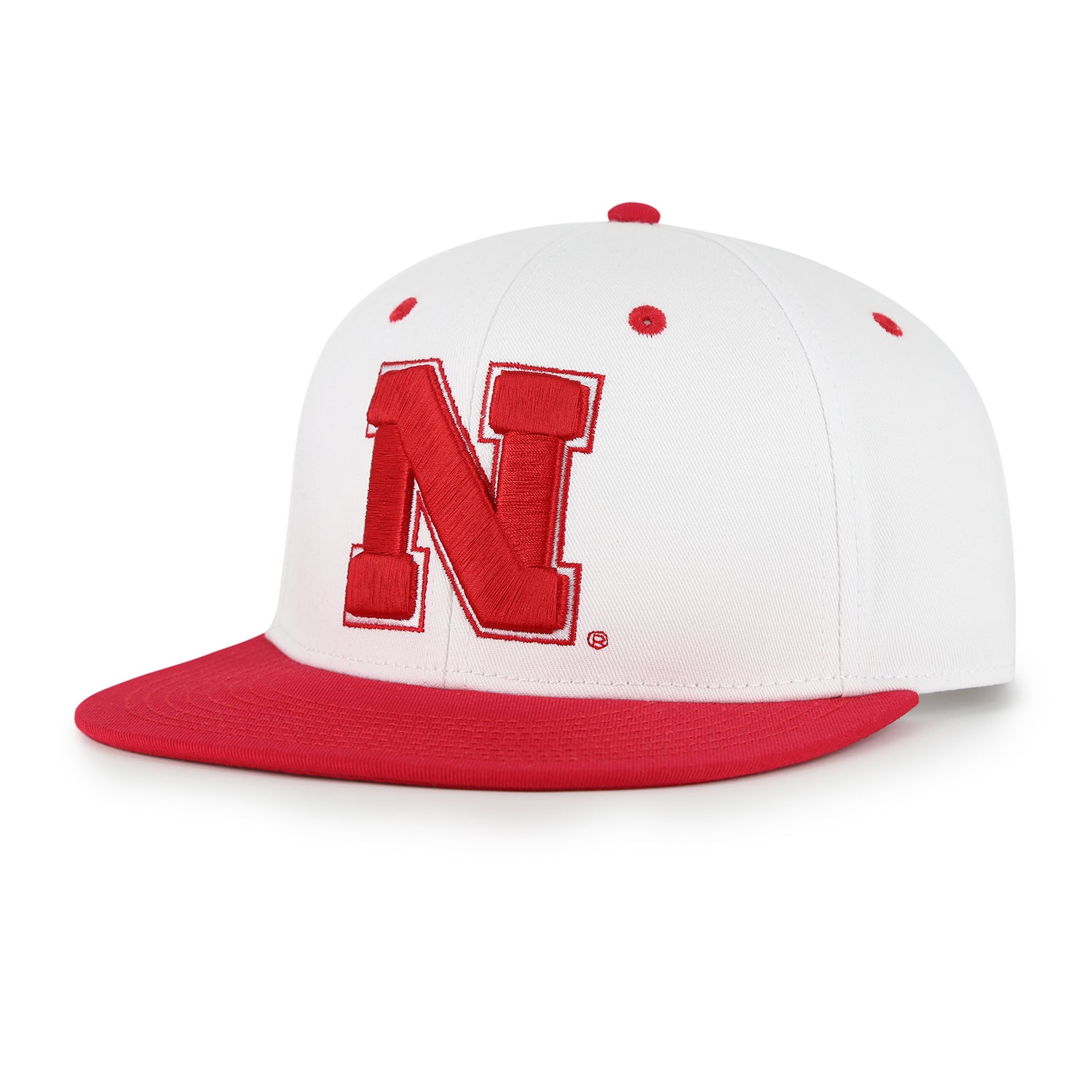 Pro Twill XL Embroidery in White Hat, Flat Bill, Snapback - Nebraska Cornhuskers