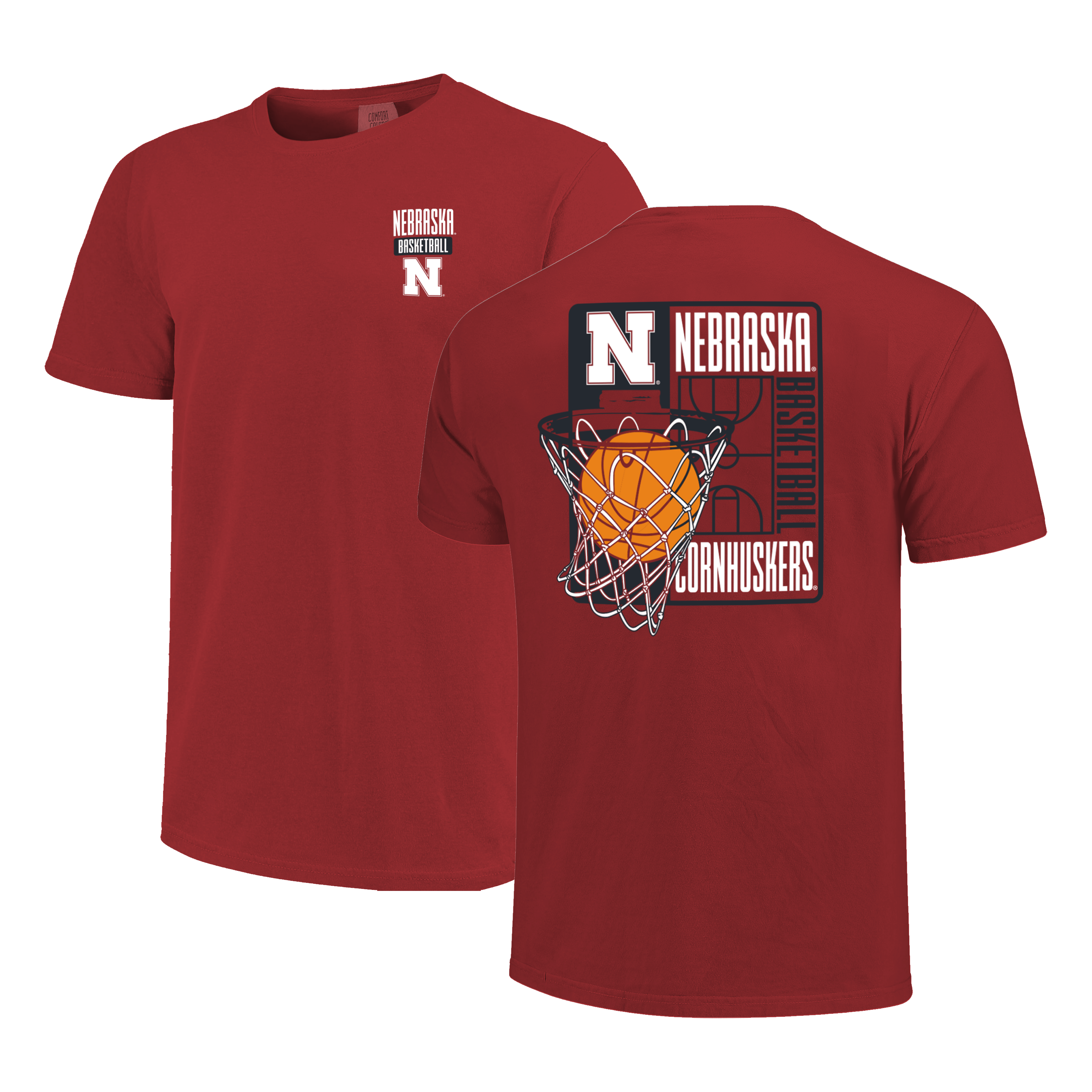 Red Basketball Court Comfort Colors Tee - Nebraska Cornhuskers