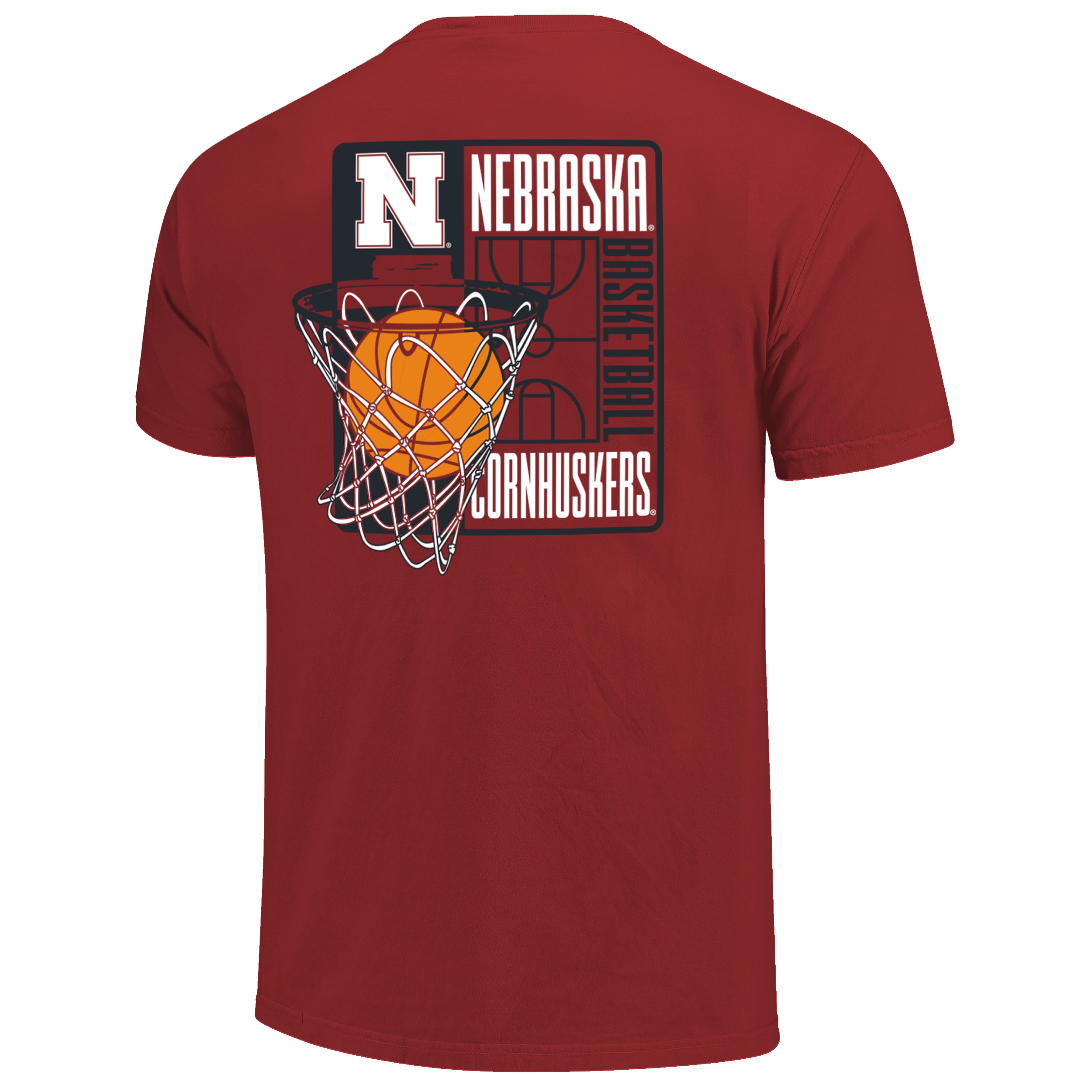 Red Basketball Court Comfort Colors Tee - Nebraska Cornhuskers