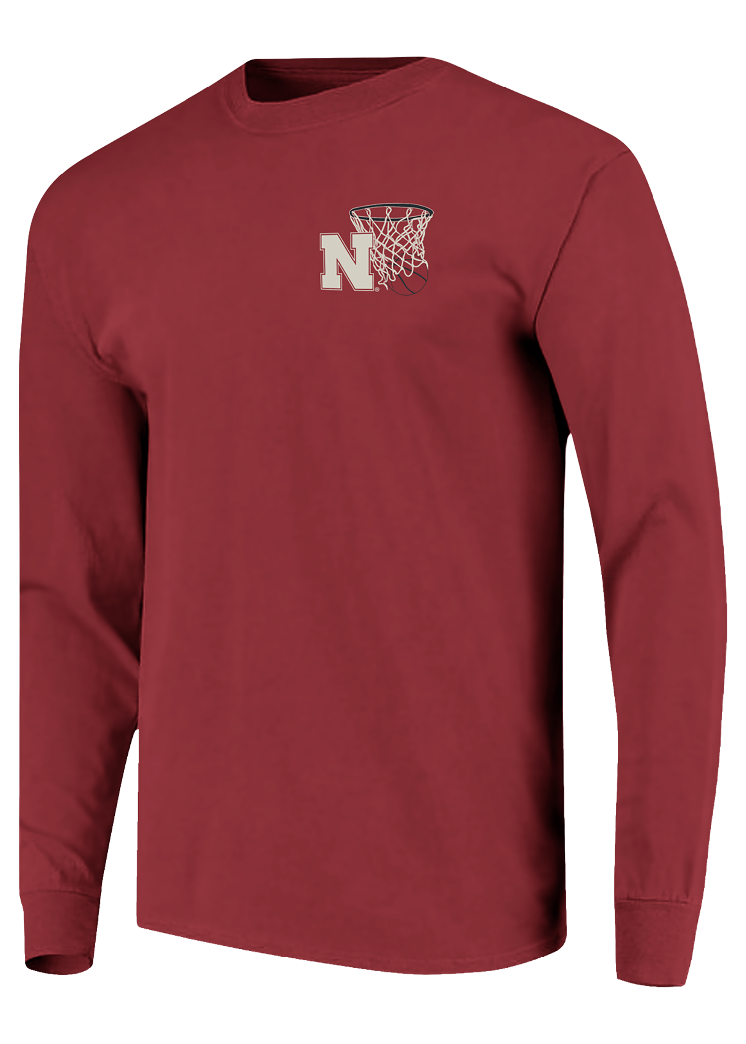 Red Basketball Hoop Cornhuskers Comfort Colors Long Sleeve Tee - Nebraska Cornhuskers