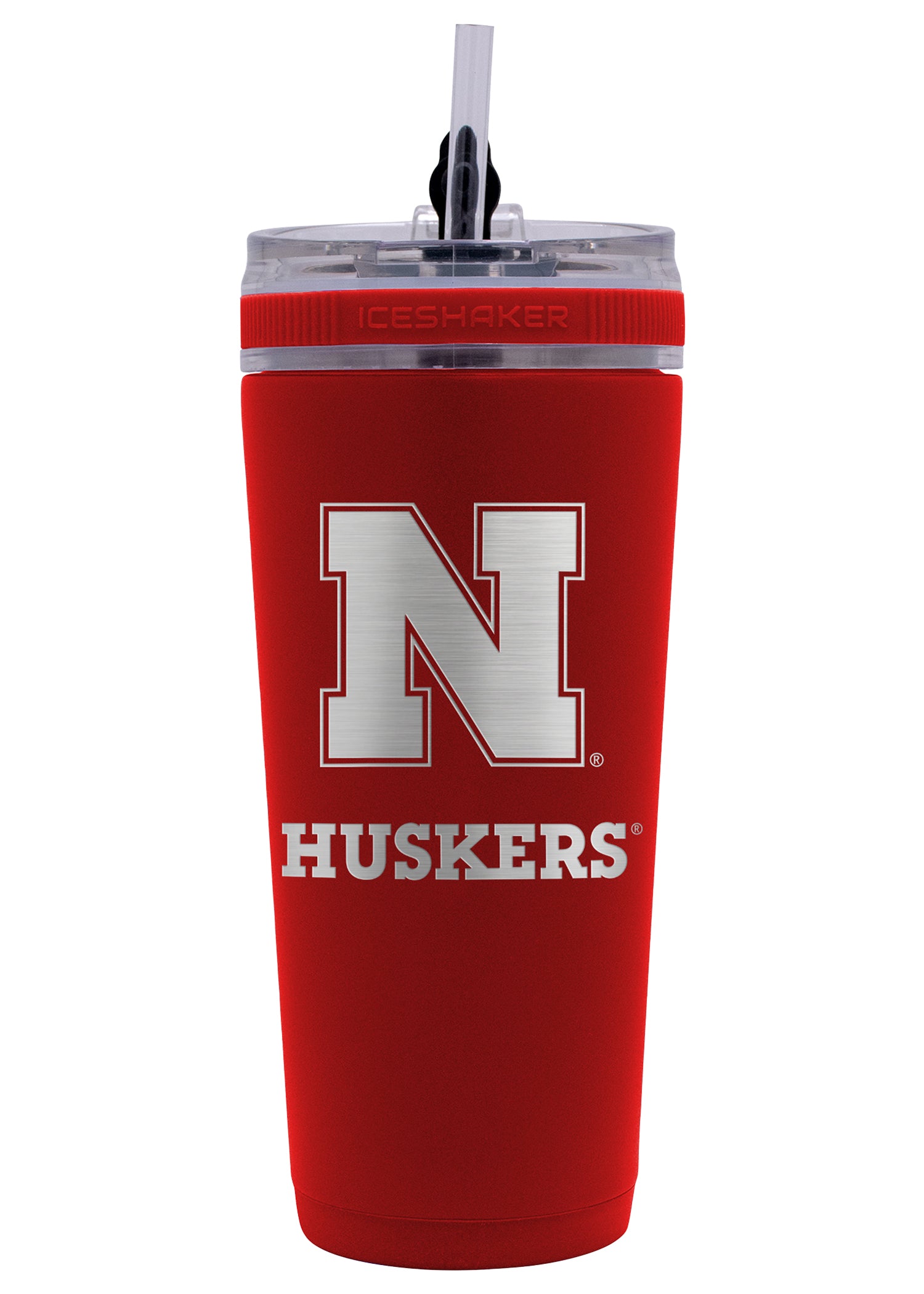 Red Block N Huskers 26oz Stainless Steel Flex Ice Shaker Bottle - Nebraska Cornhuskers
